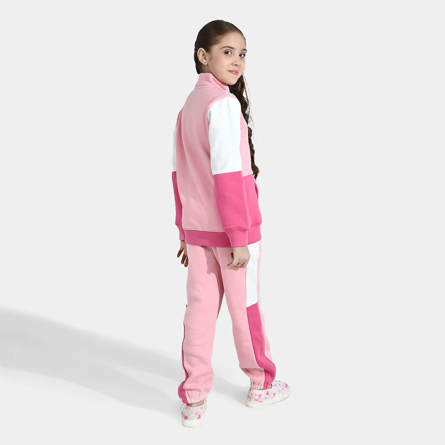 Girls Fleece 2 Piece Suit Heart - Pink - Image 6