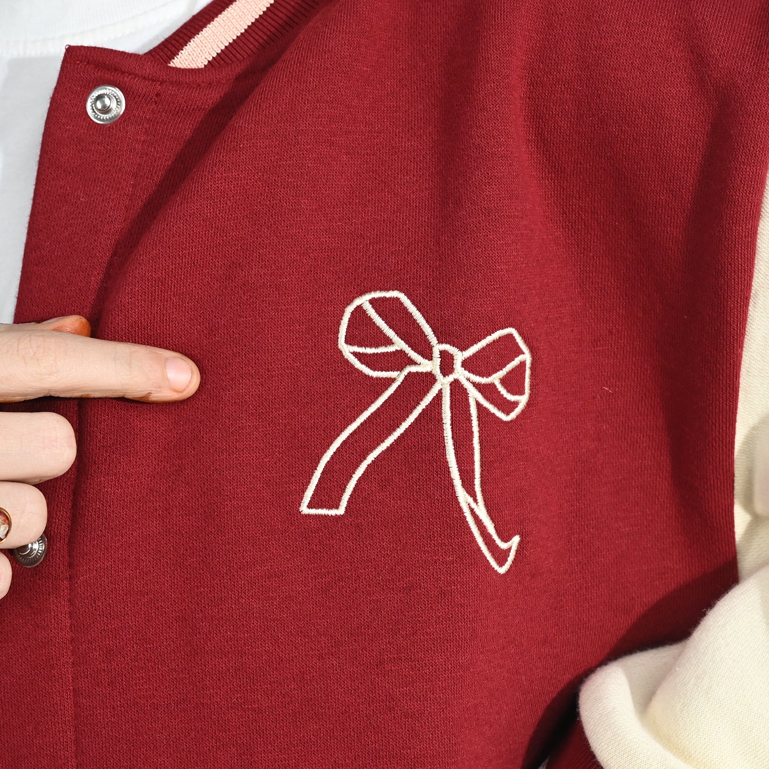 Girls Fleece Bomber Jacket - Red - Image 4