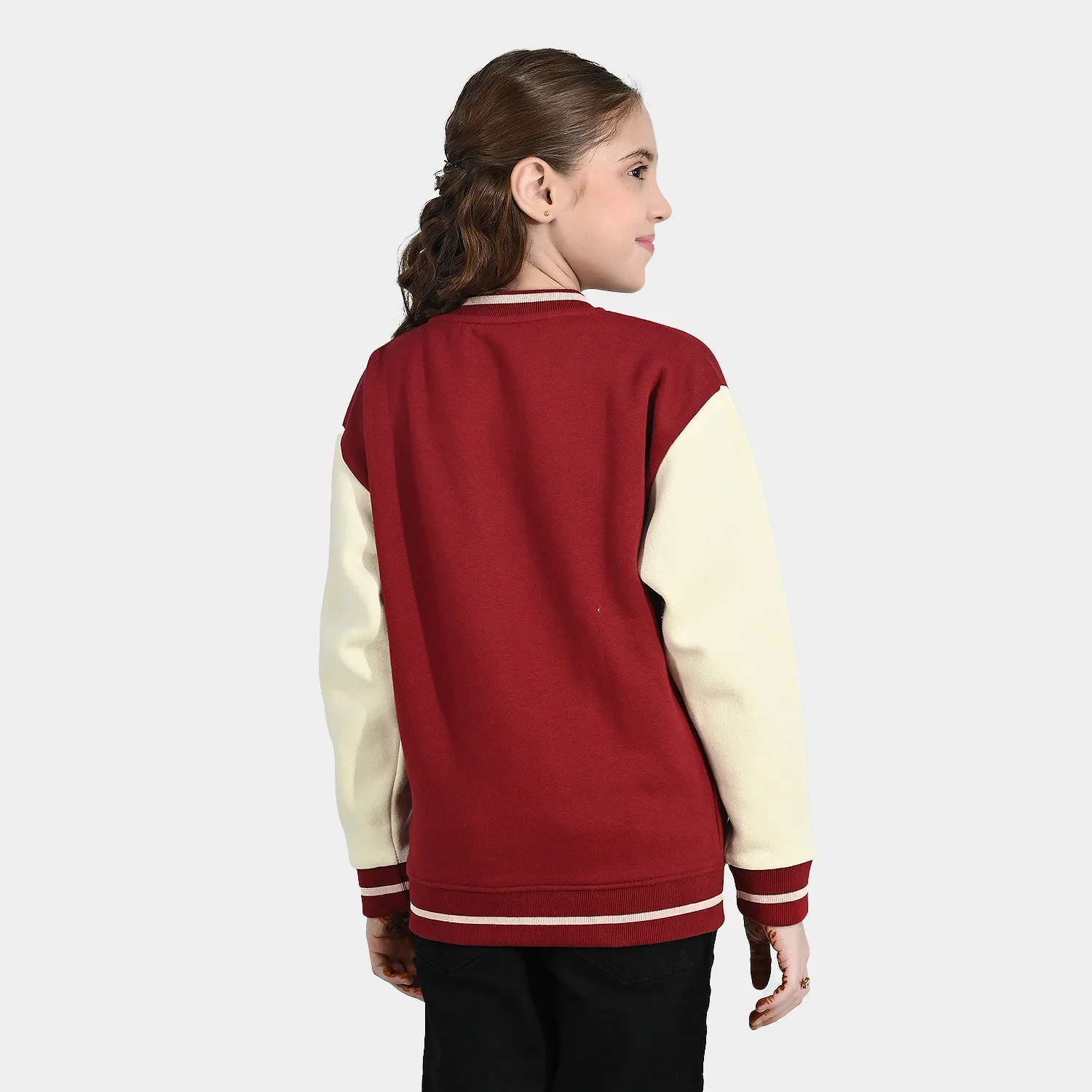 Girls Fleece Bomber Jacket - Red - Image 8