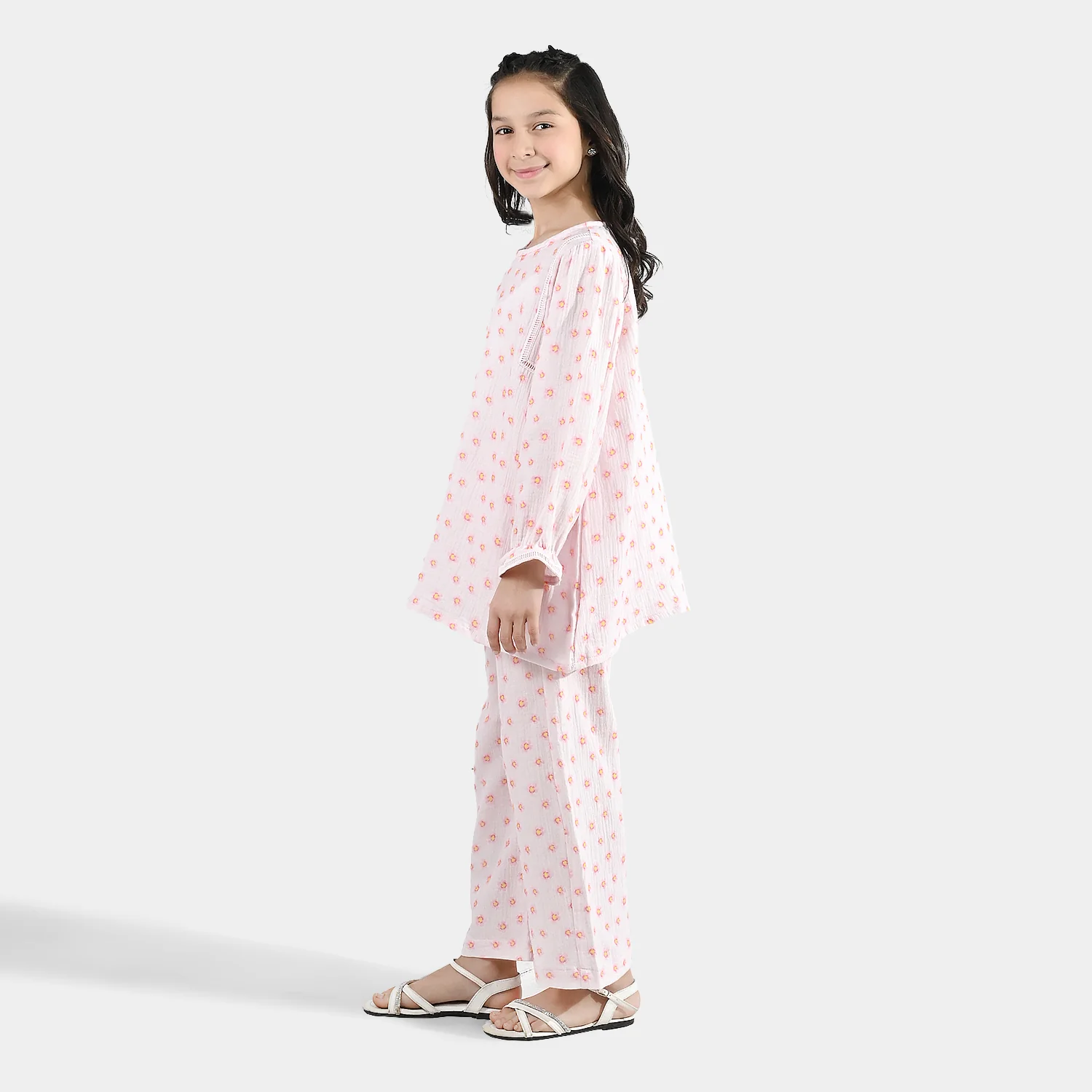 Girls Gauze Co-Ord Set (Orchid) - Baby Pink - Image 5