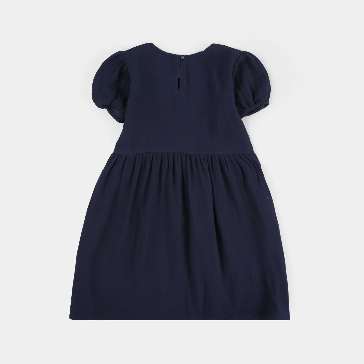 Girls Gauze Emb Frock Flowy-Navy Blue - Image 4