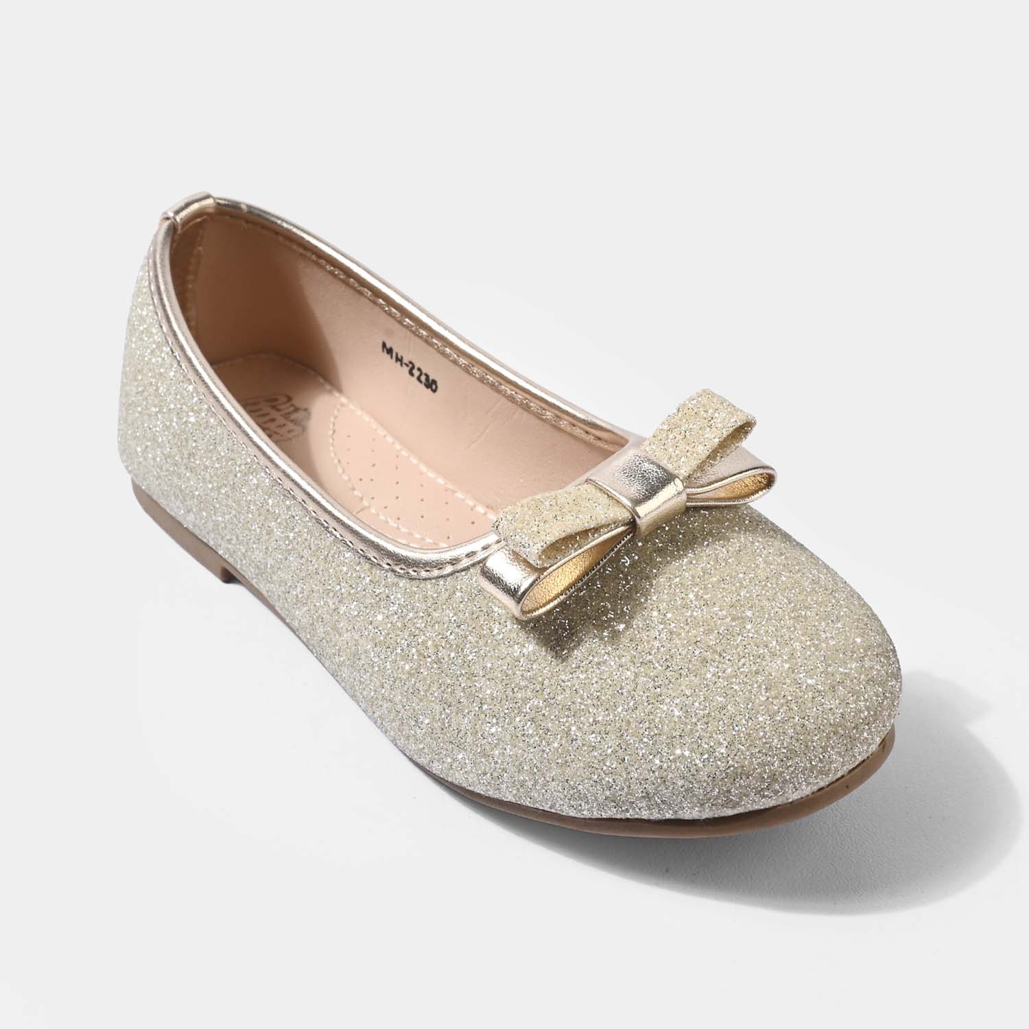 Girls Glitter Bow Pumps MH-2230 – Golden