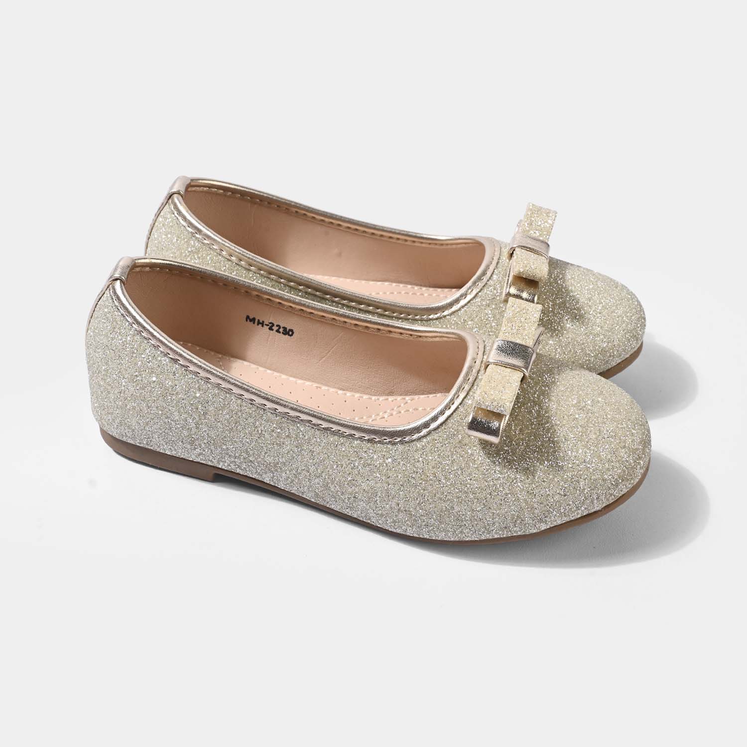 Girls Glitter Bow Pumps MH-2230 – Golden - Image 3