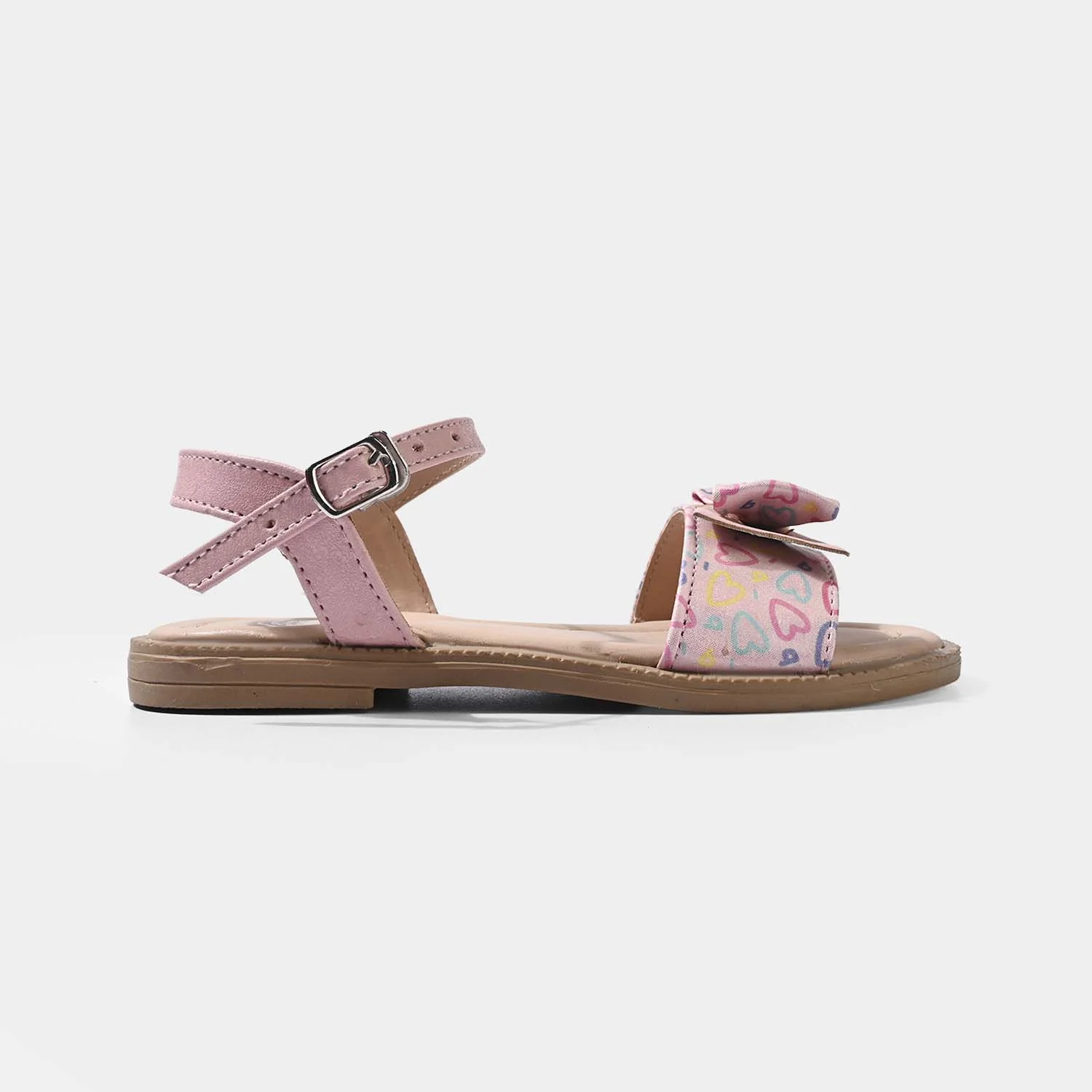 Girls Heart Print Bow Sandals 1031-20 – Pink - Image 4