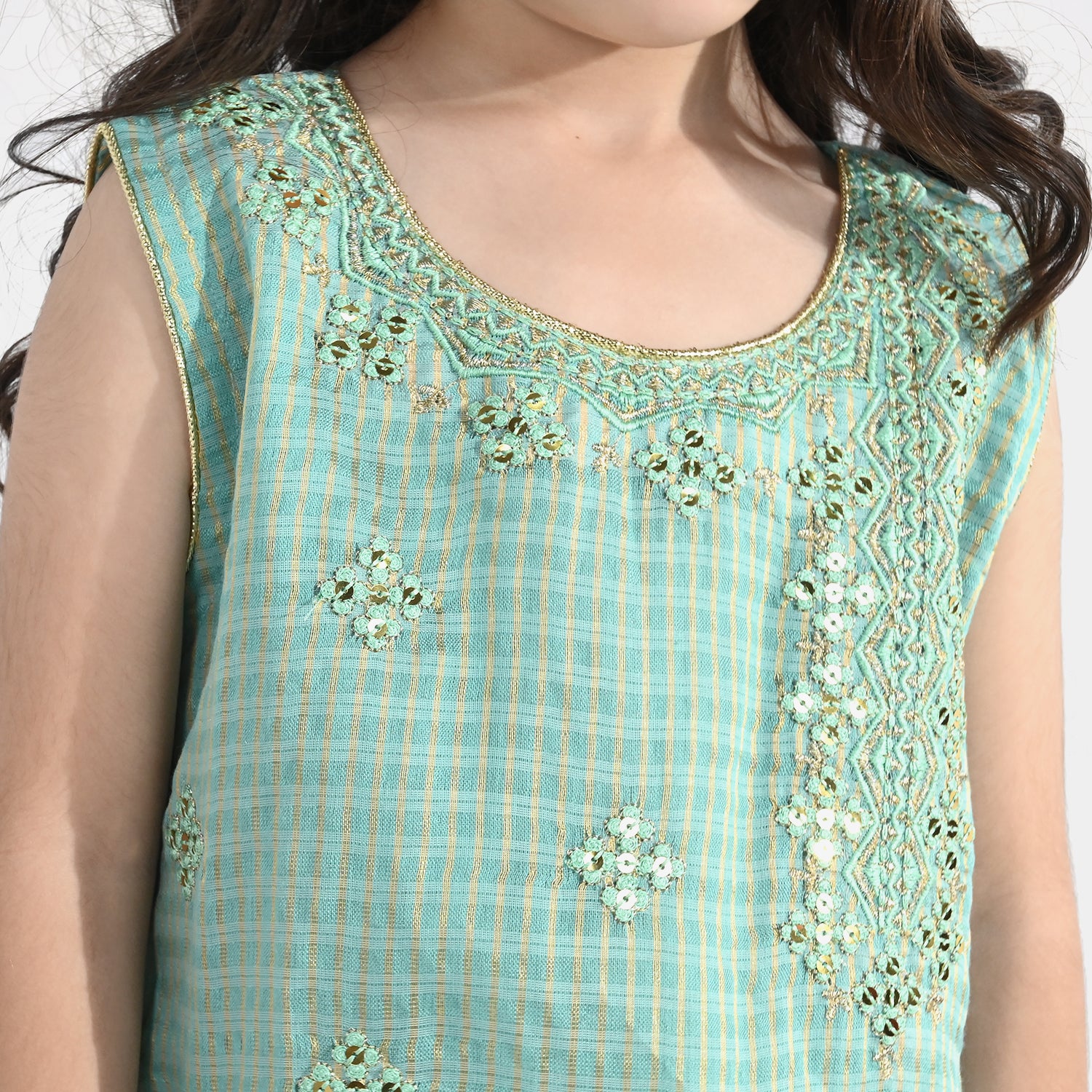 Girls Jacquard 2Pcs Glitter-Mint Green - Image 2
