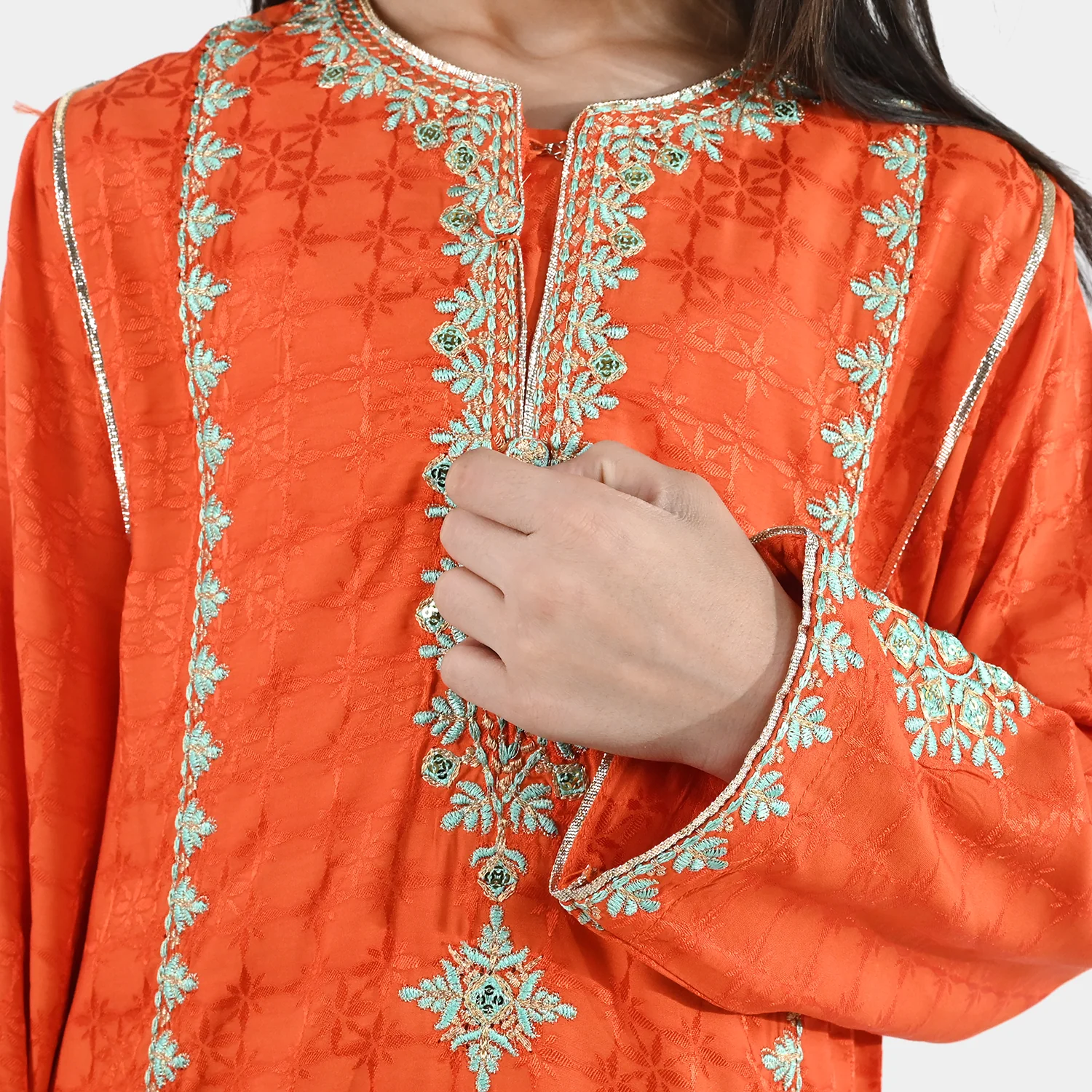 Girls Jacquard 3 Pcs Raqs - Rust - Image 2