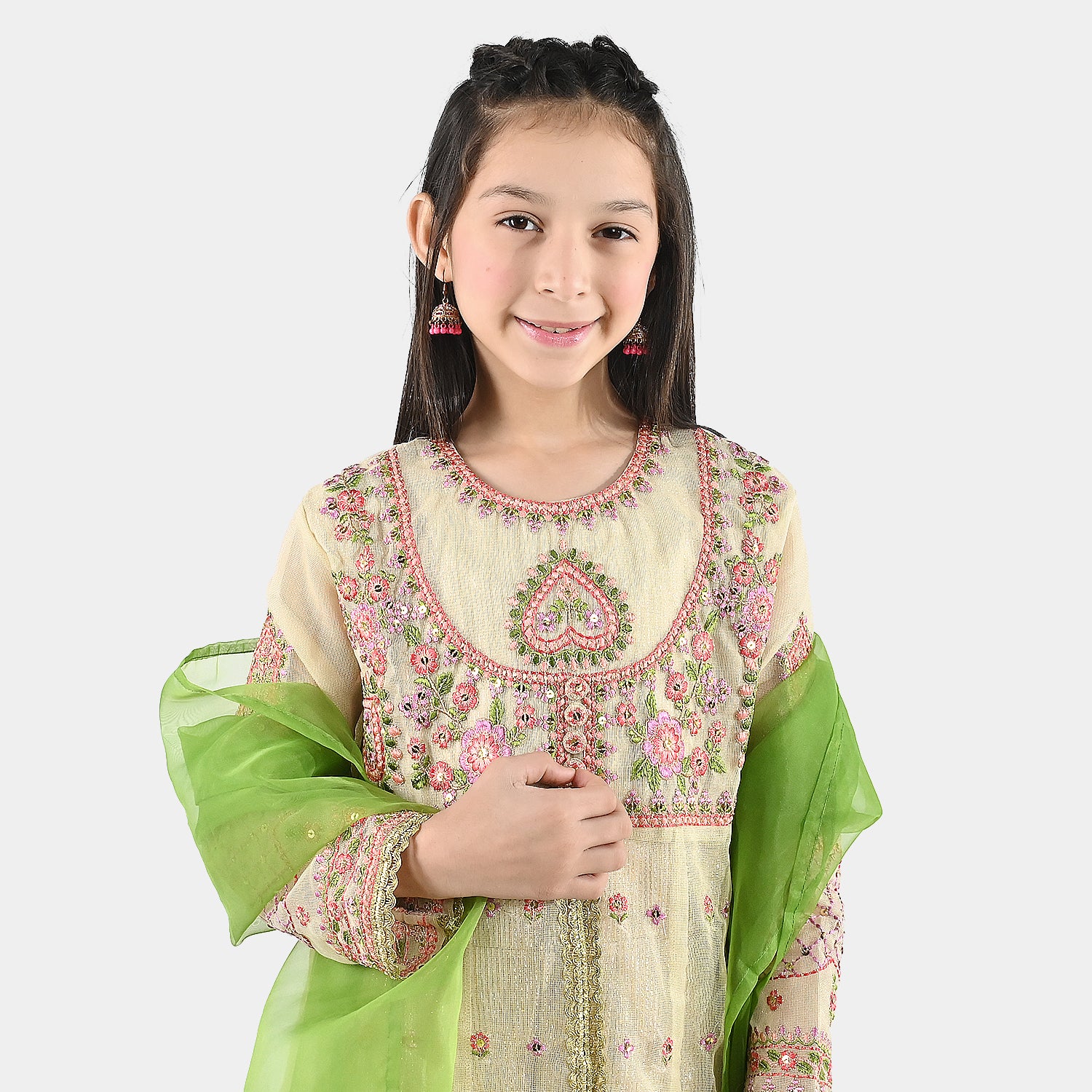 Girls Jacquard 3Pcs Gul Raiz-Cream - Image 6