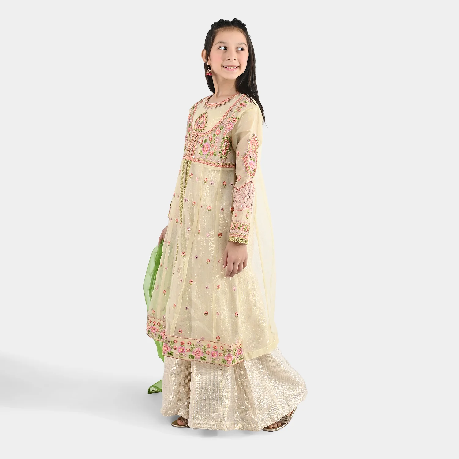 Girls Jacquard 3Pcs Gul Raiz-Cream - Image 9