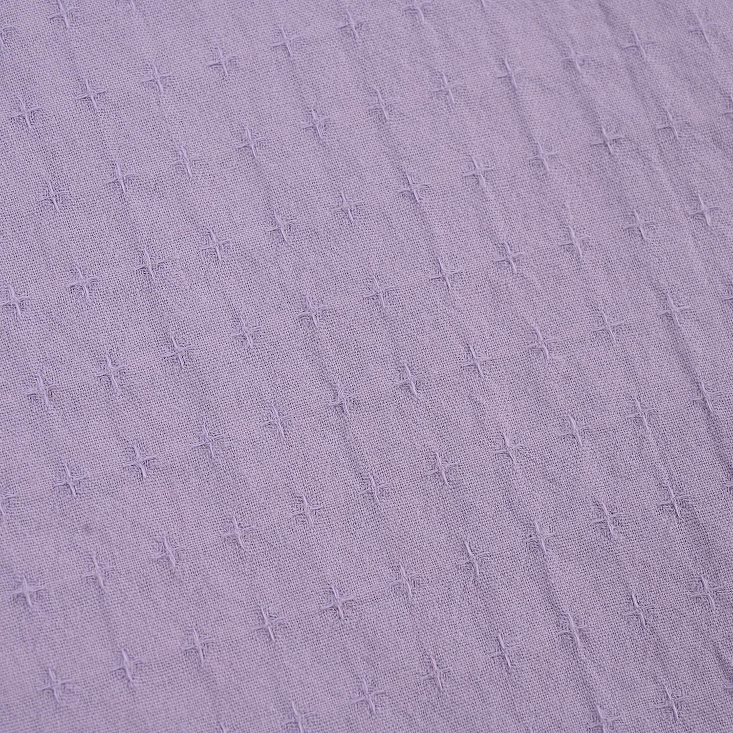 Girls Jacquard Casual Top – Purple with Puffed Sleeves and Tie-Up Neckline - Image 4
