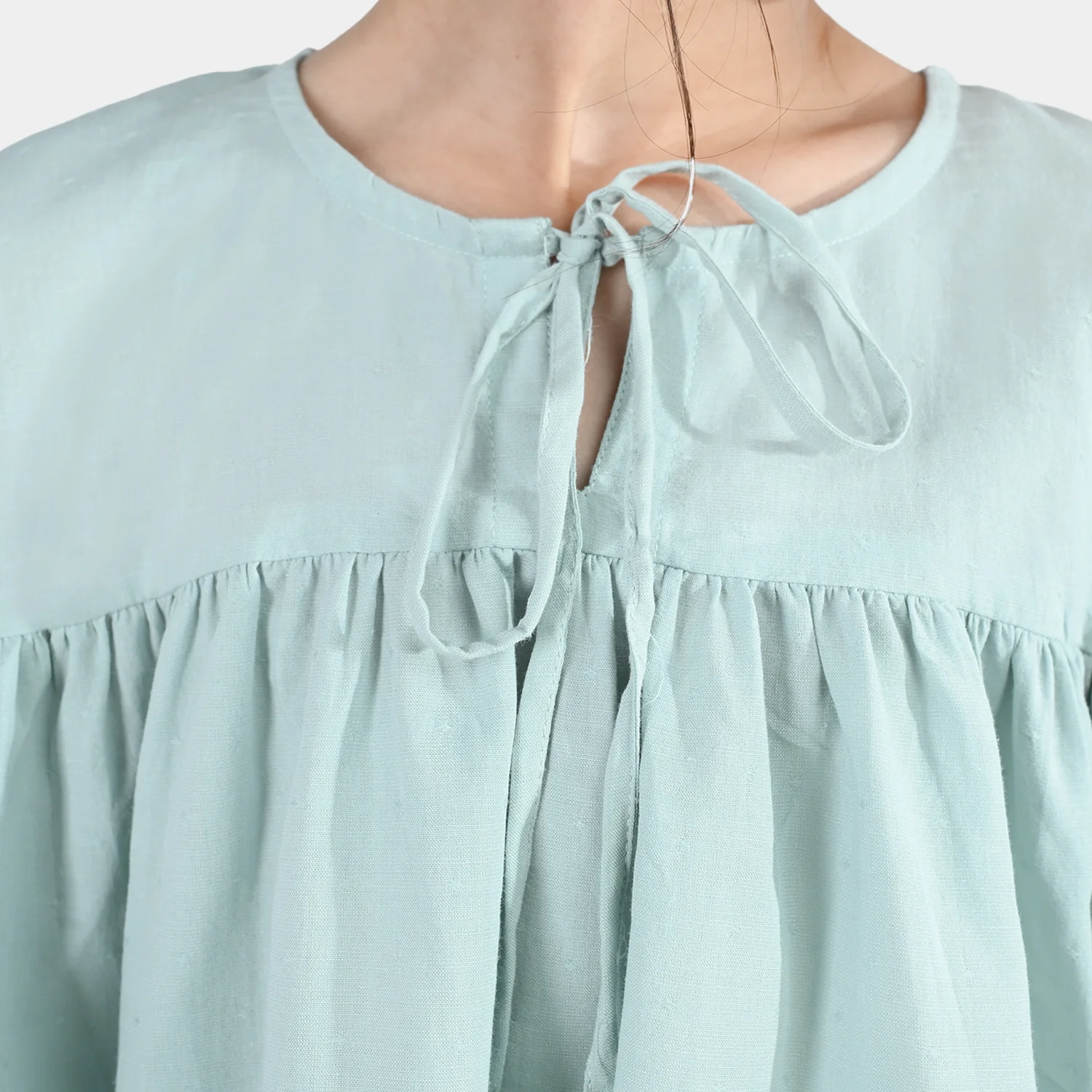 Girls Jacquard Casual Top - Smoke Green - Image 4