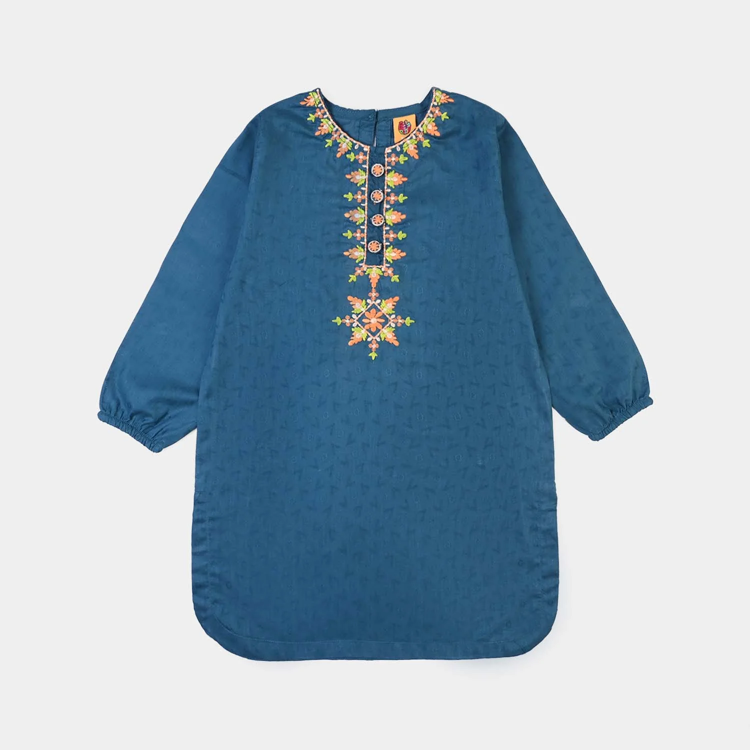 Girls Jacquard Emb 2Pcs Zareen - Teal Blue - Image 2