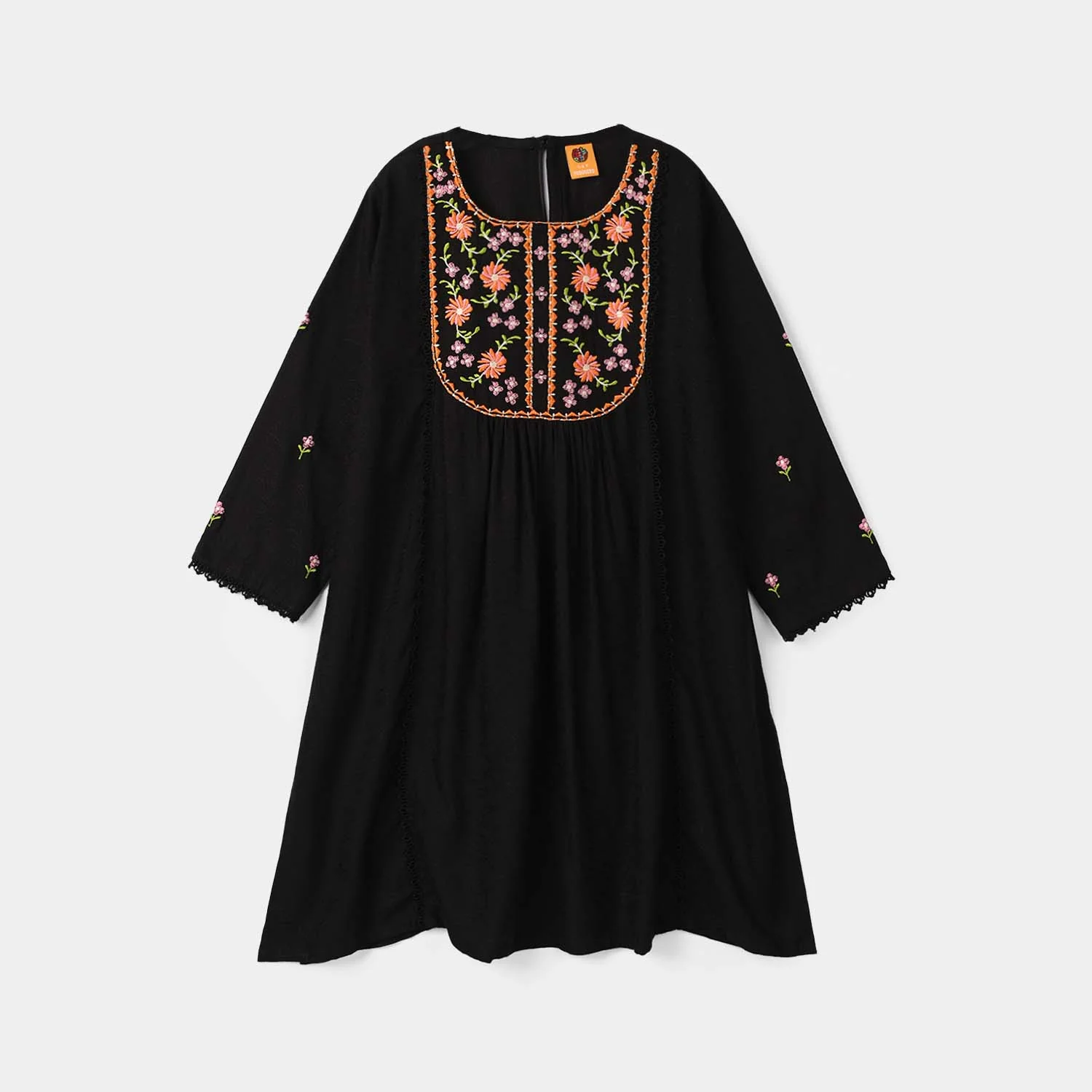 Girls Jacquard Embroidered Kurti (Rango Ki Rani) - Black - Image 6