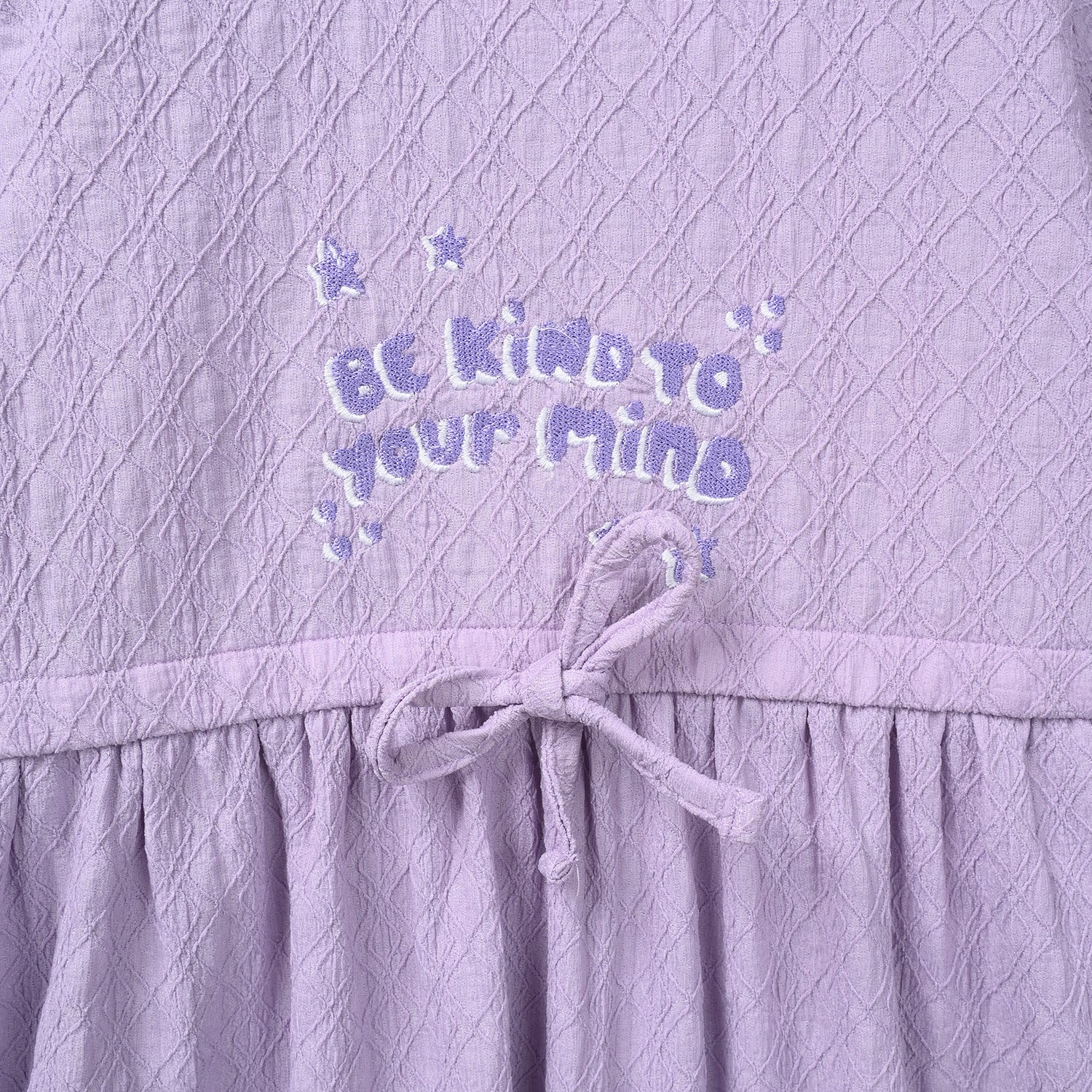 Girls Jacquard Knitted Frock (BE KIND) - Purple - Image 2