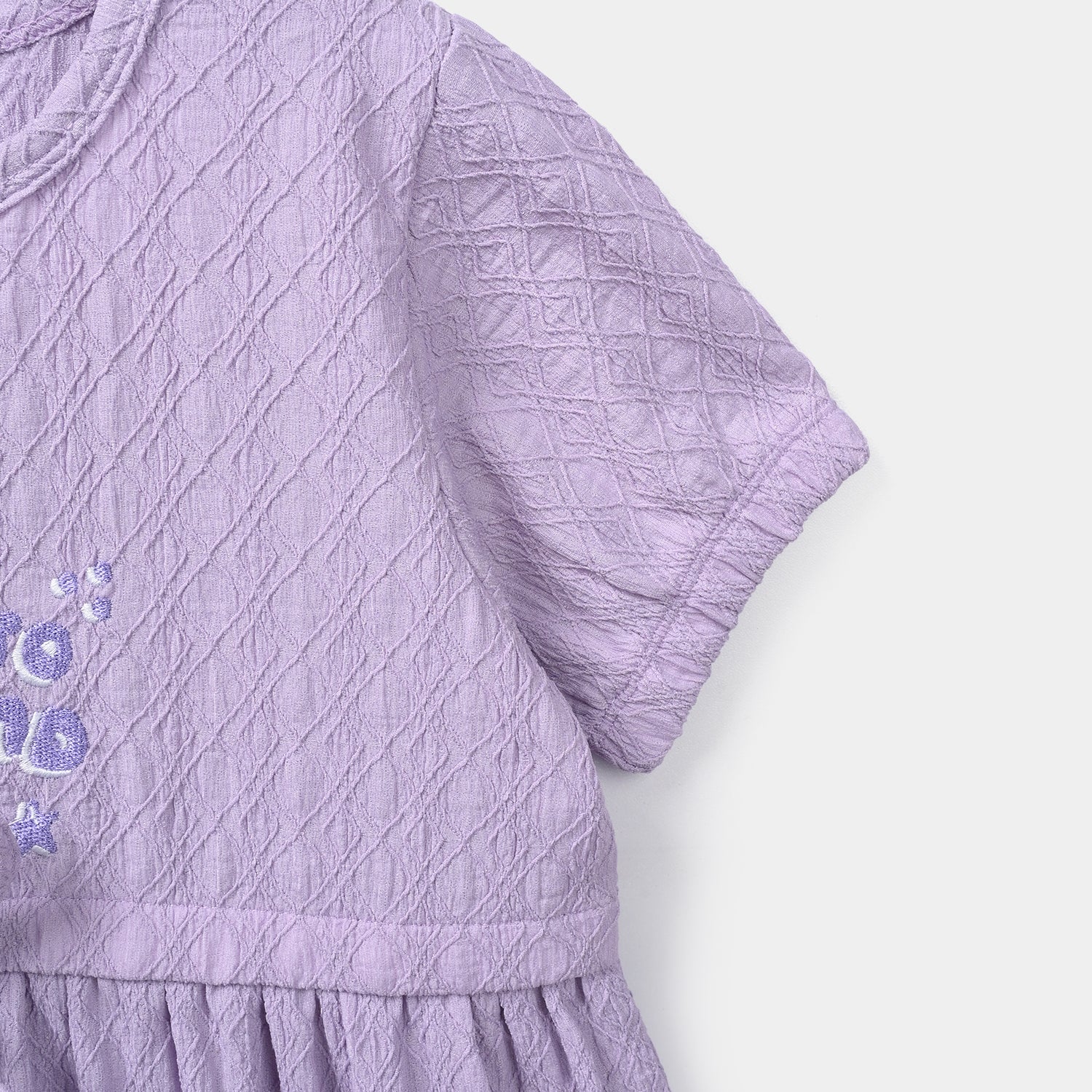 Girls Jacquard Knitted Frock (BE KIND) - Purple - Image 3