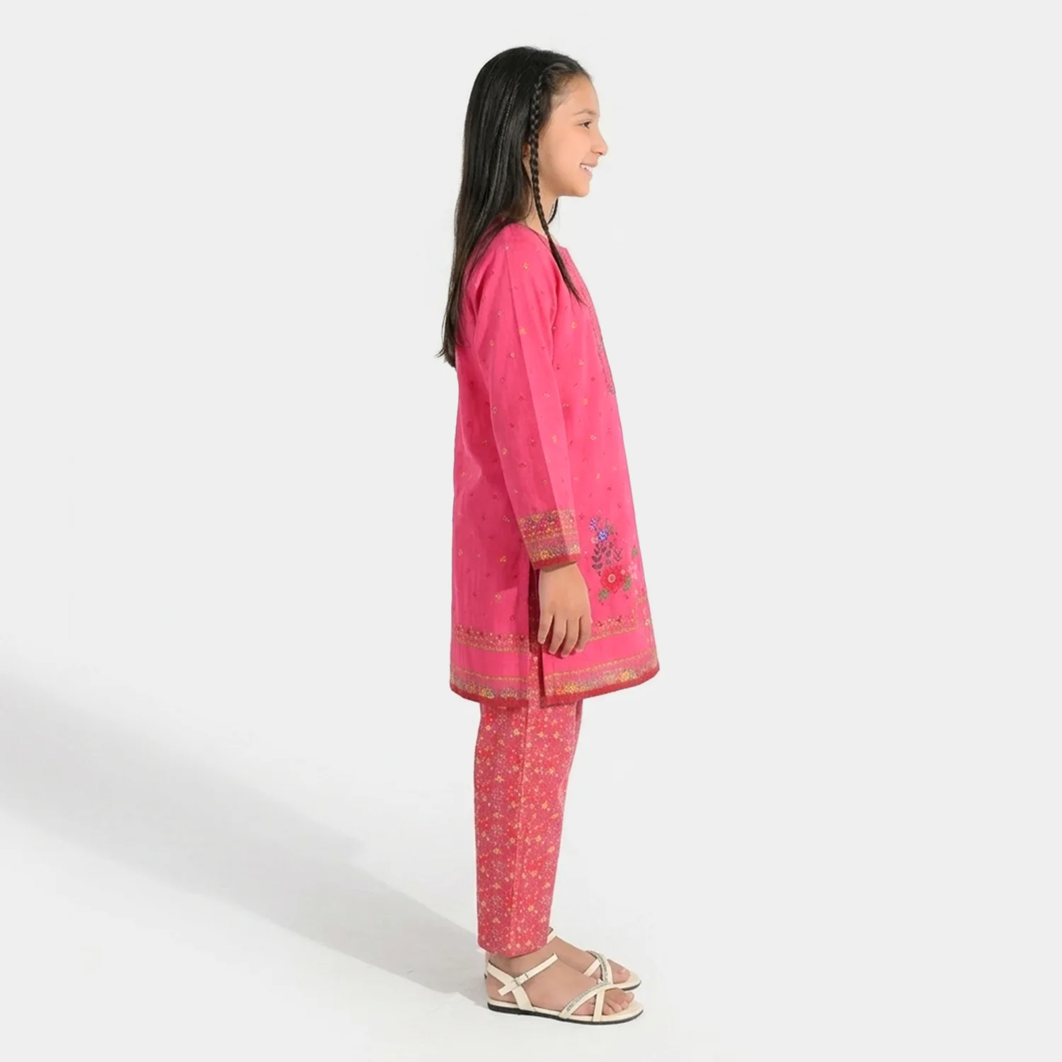 Girls Jacquard Printed 2Pcs (Bloom) - Pink - Image 2