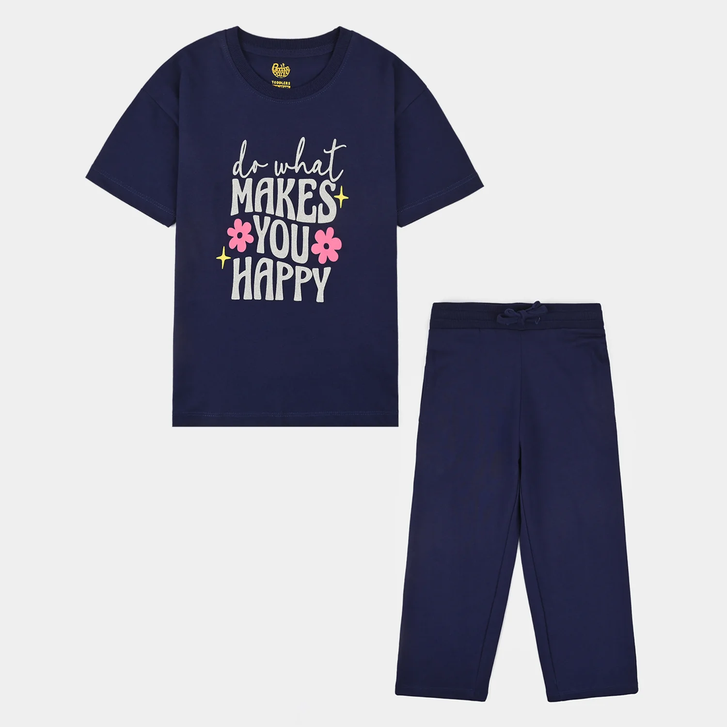 Girls Jersey/Terry 2Piece Suit Makes You Happy-Navy Blue