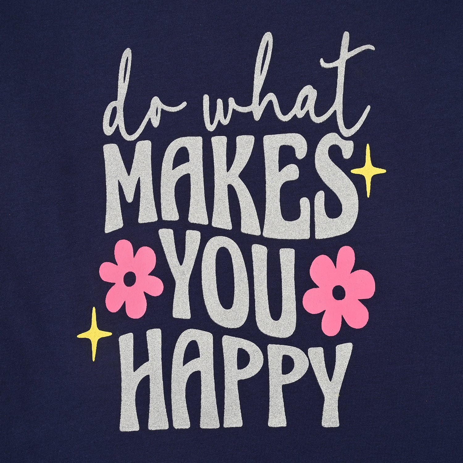 Girls Jersey/Terry 2Piece Suit Makes You Happy-Navy Blue - Image 4