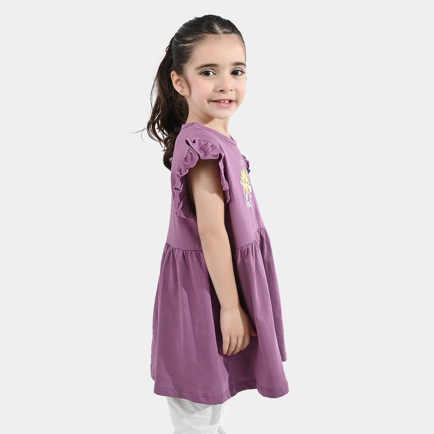 Girls Jersey Terry Knitted Frock (Growing With Love) - Purple - Image 3