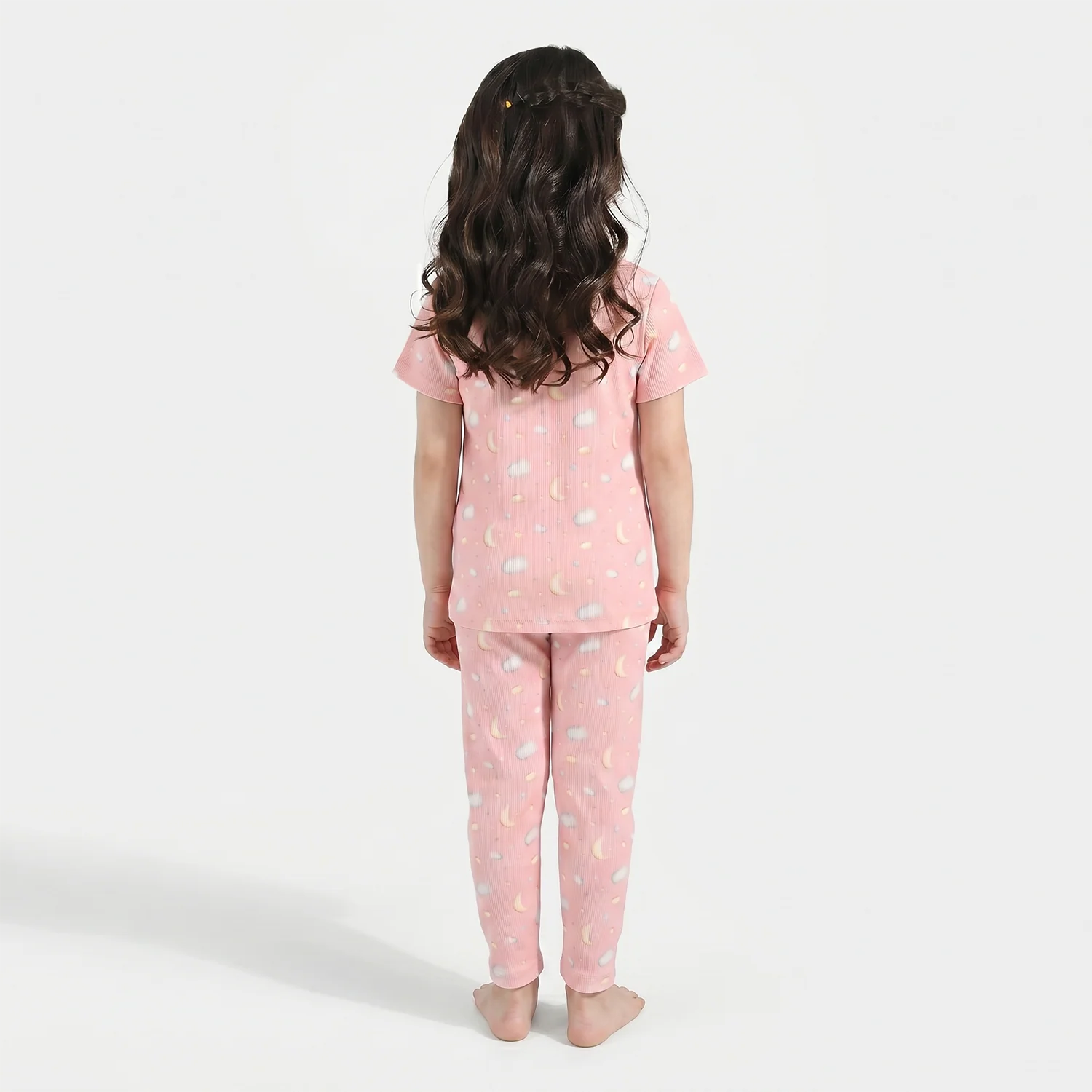 Girls Jersey/Terry Night Suit (Star & Moon) – Pink - Image 2