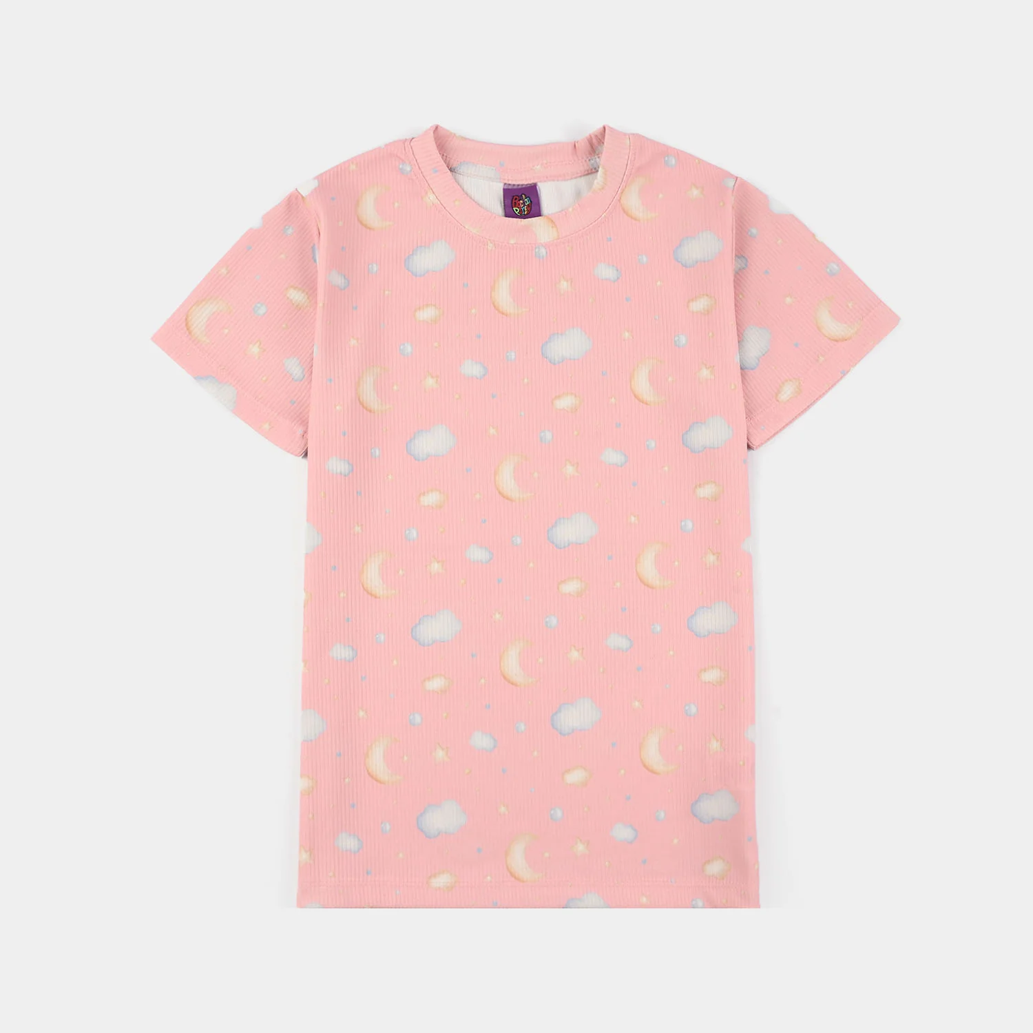 Girls Jersey/Terry Night Suit (Star & Moon) – Pink - Image 4