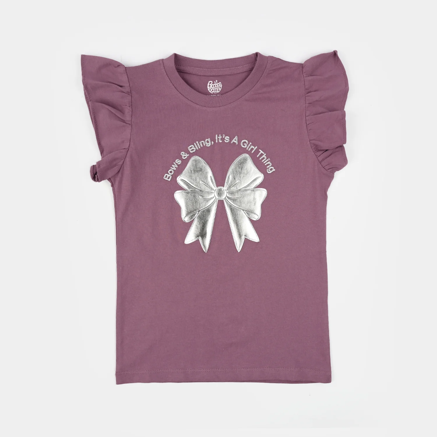 Girls Jersey/Terry T-Shirt (Bow) - Purple