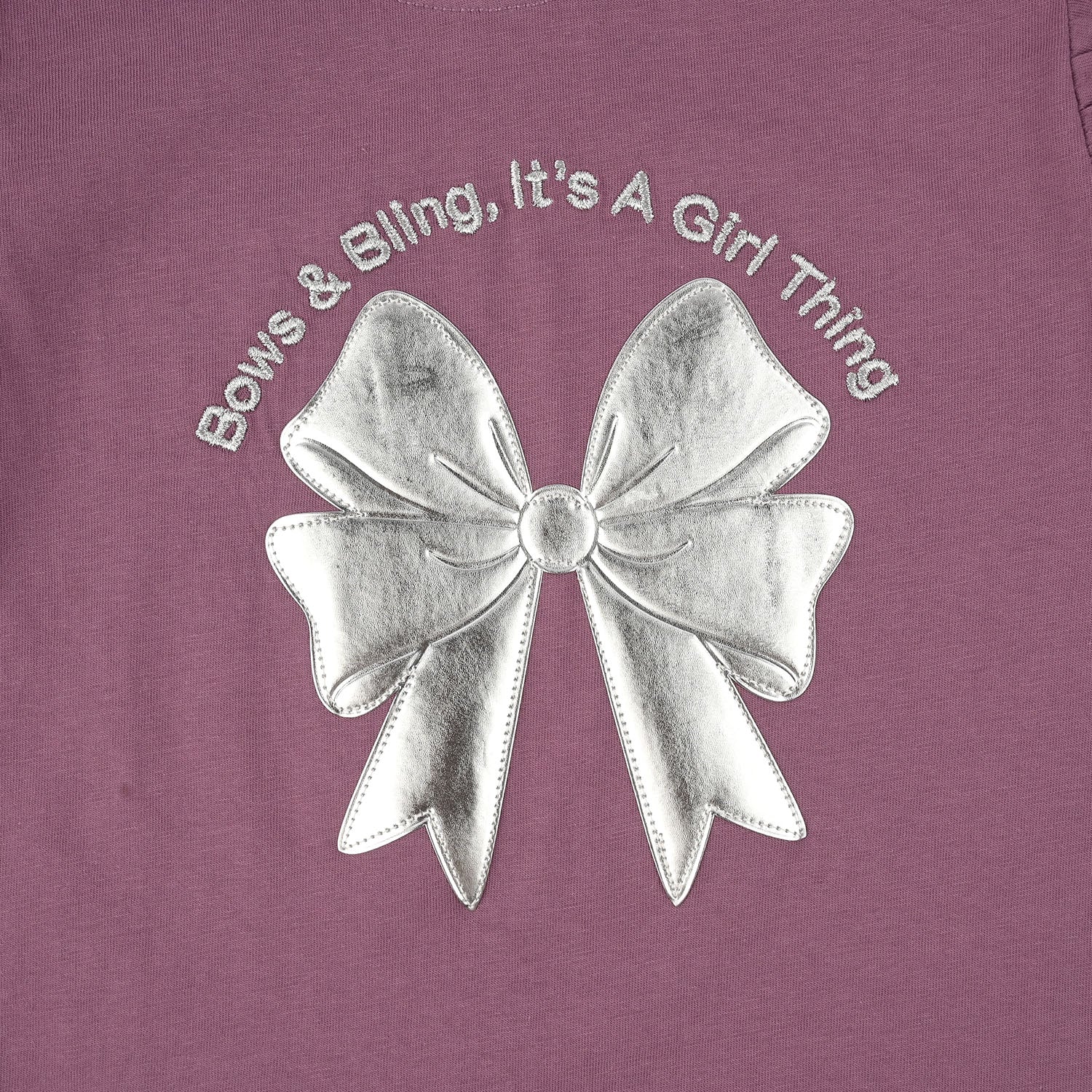 Girls Jersey/Terry T-Shirt (Bow) - Purple - Image 3