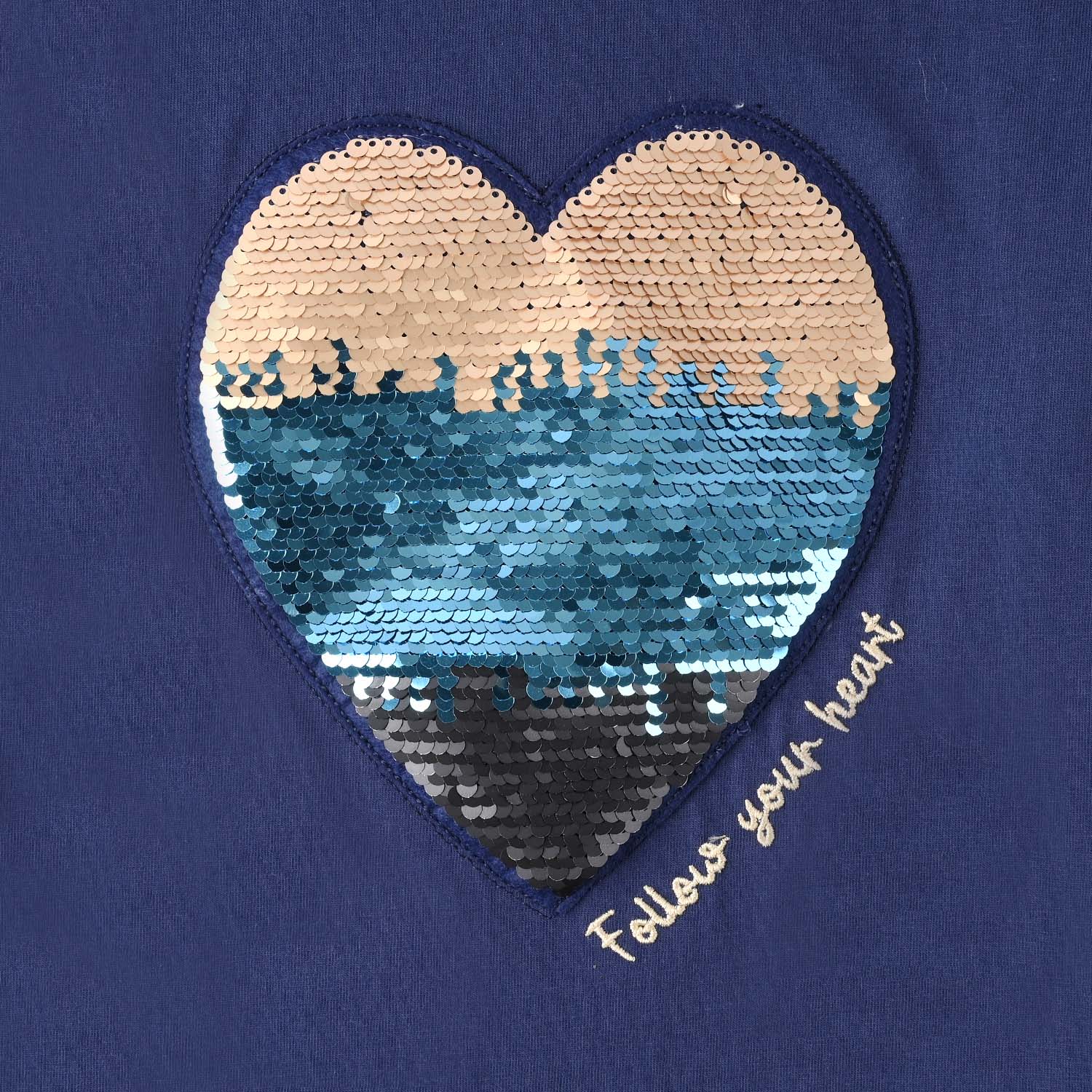 Girls Jersey/Terry T-Shirt - Navy Blue - Image 2