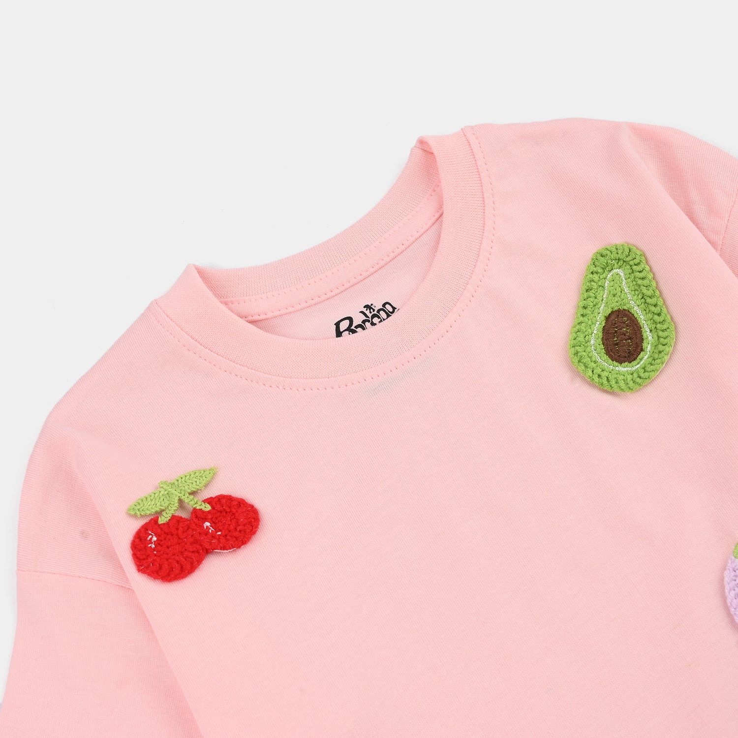 Girls Jersey/Terry T-Shirt Fruits- Pink - Image 2
