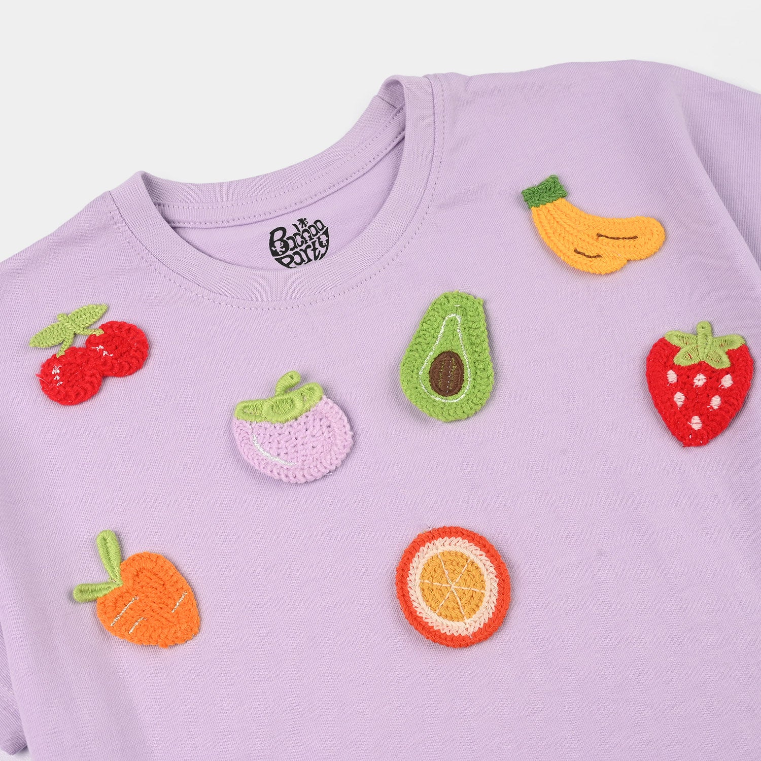 Girls Jersey/Terry T-Shirt (Fruits) - Pastel Lilac - Image 2