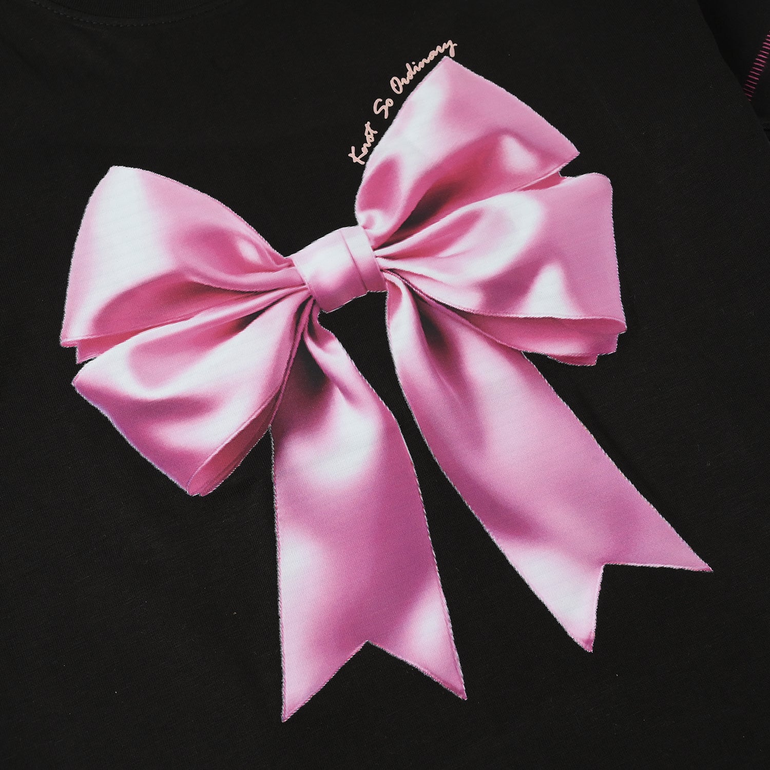 Girls Jersey/Terry T-Shirt (Knot So Ordinary) - Jet Black - Image 2