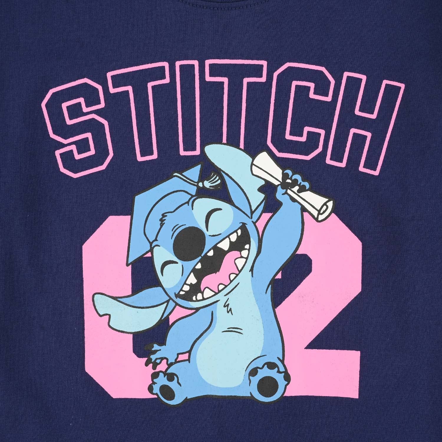Girls Jersey/Terry T-Shirt (Stitch) - Navy Blue - Image 3