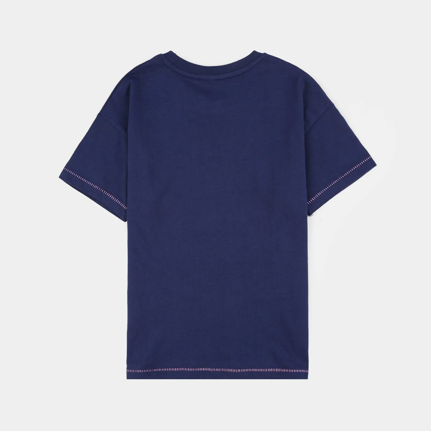 Girls Jersey/Terry T-Shirt (Stitch) - Navy Blue - Image 4