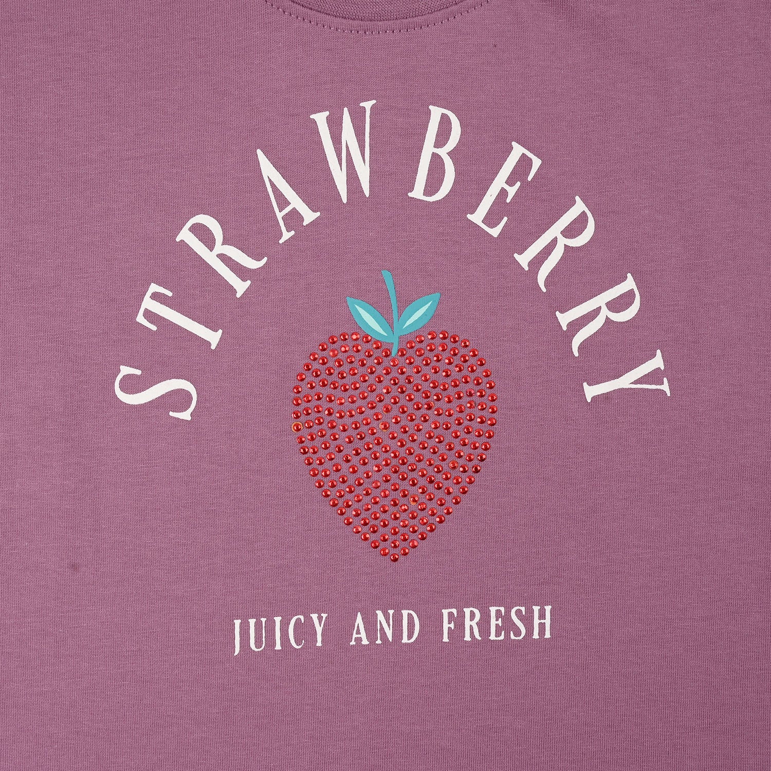 Girls Jersey/Terry T-Shirt (Strawberry) - Purple - Image 2
