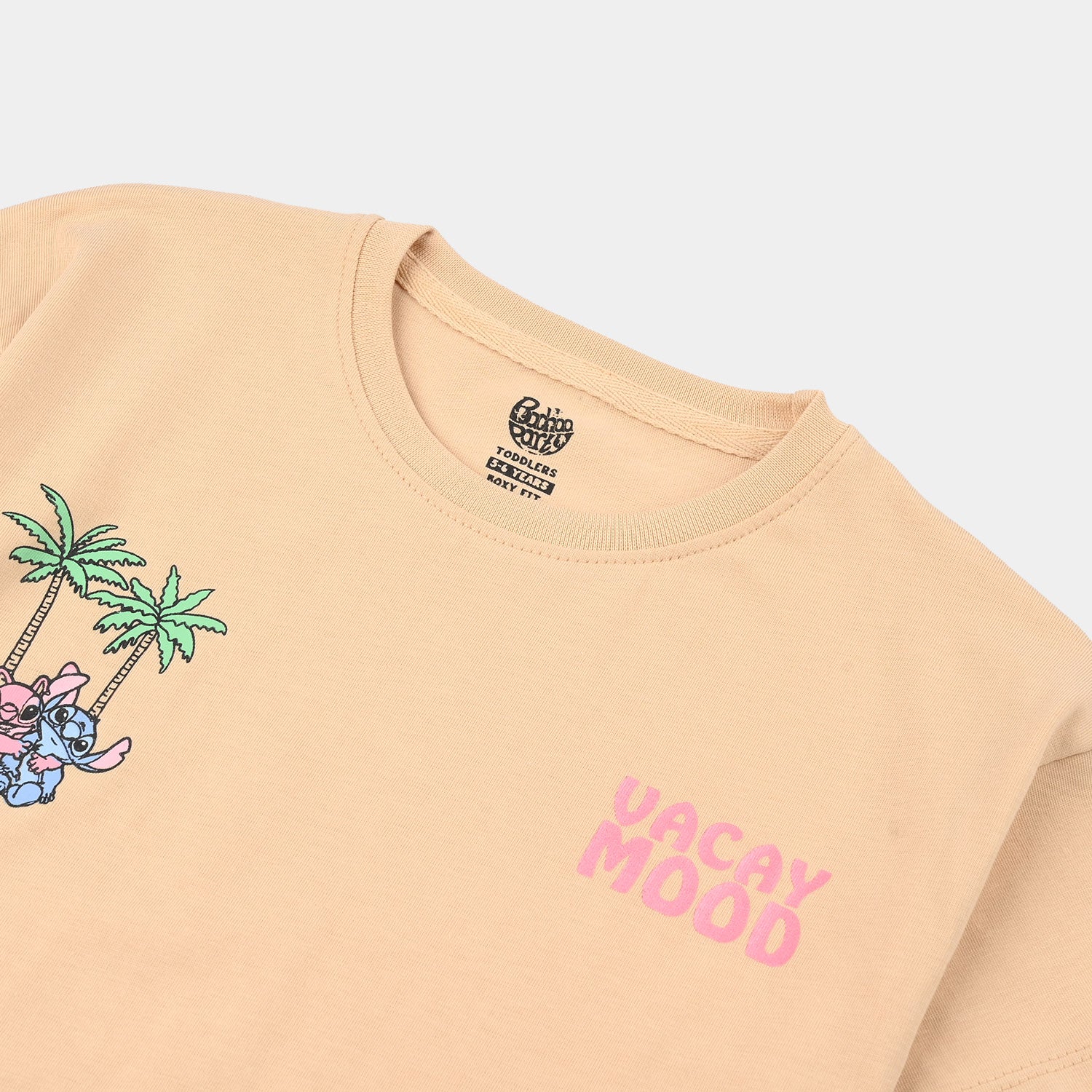 Girls Jersey/Terry T-Shirt (Vacay Mood) - Apricot - Image 3