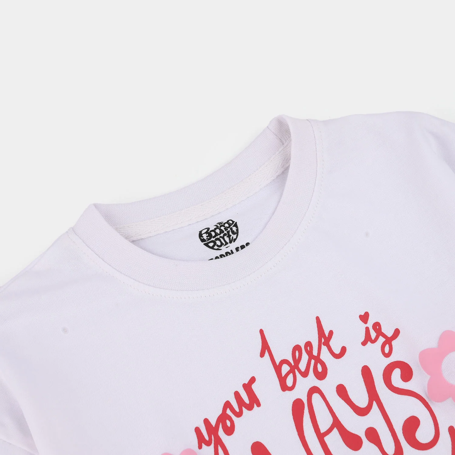 Girls Jersey Terry T-Shirt (Your Best) - White - Image 3