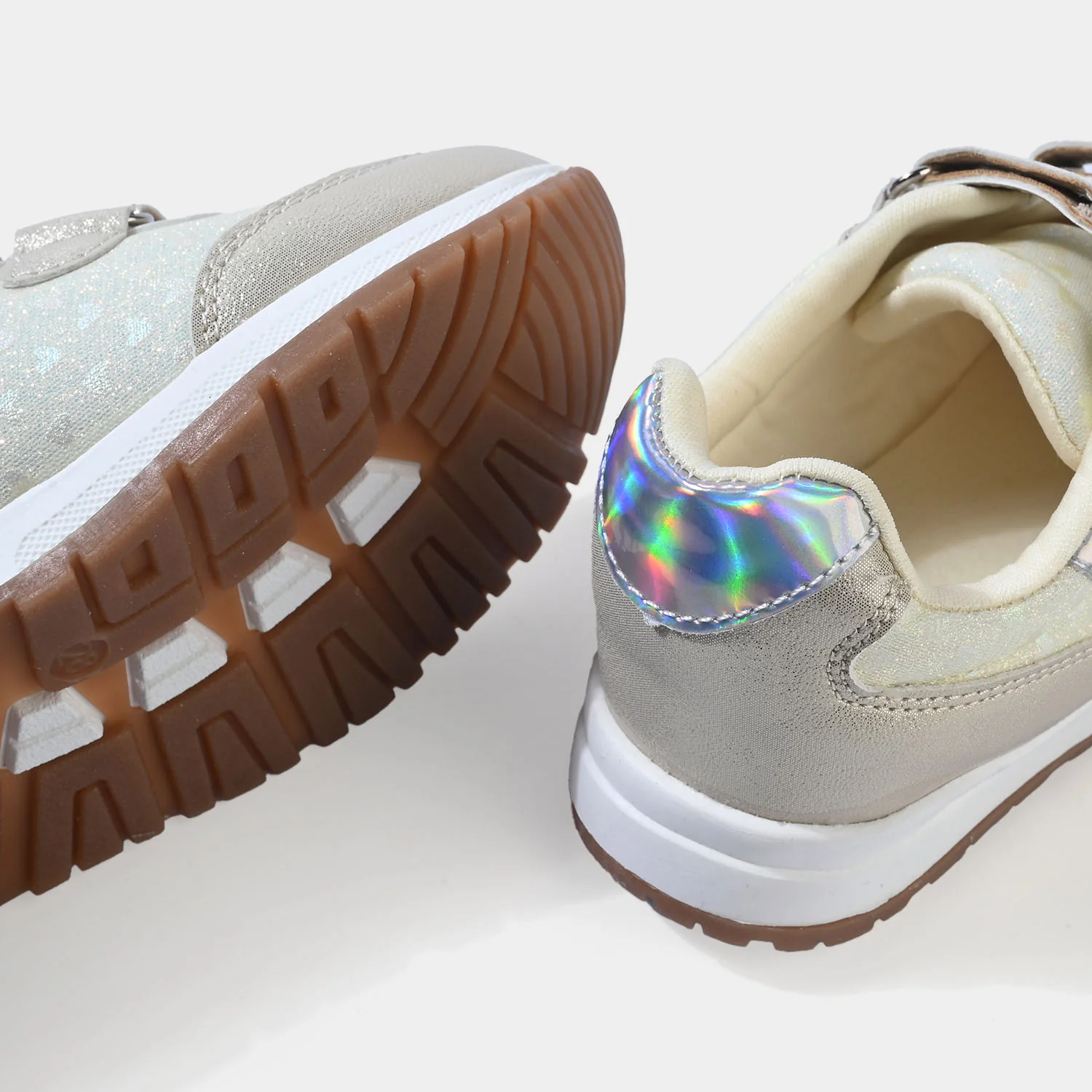 Girls Joggers XR996-008 Holographic Heart Sneakers β White - Image 2