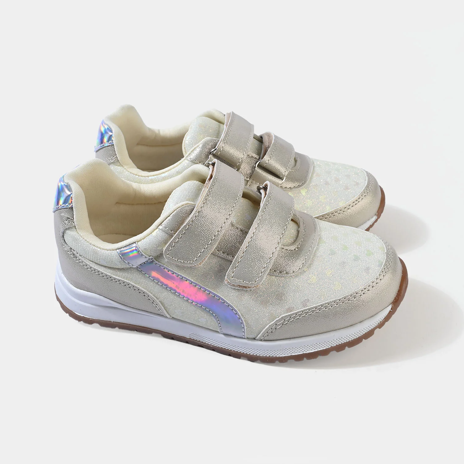 Girls Joggers XR996-008 Holographic Heart Sneakers β White - Image 3