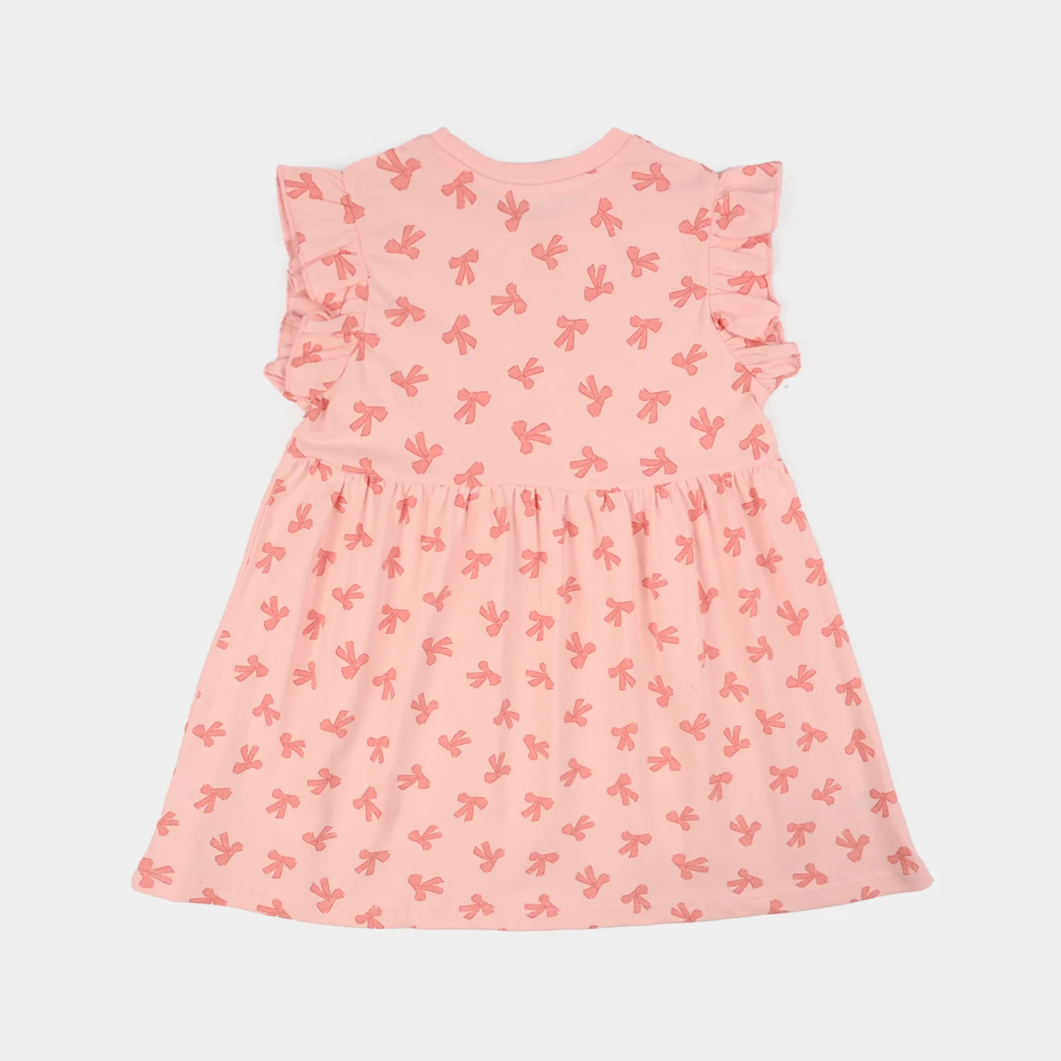 Girls Jersey/Terry Knitted Frock (Bow) - Pink - Image 4
