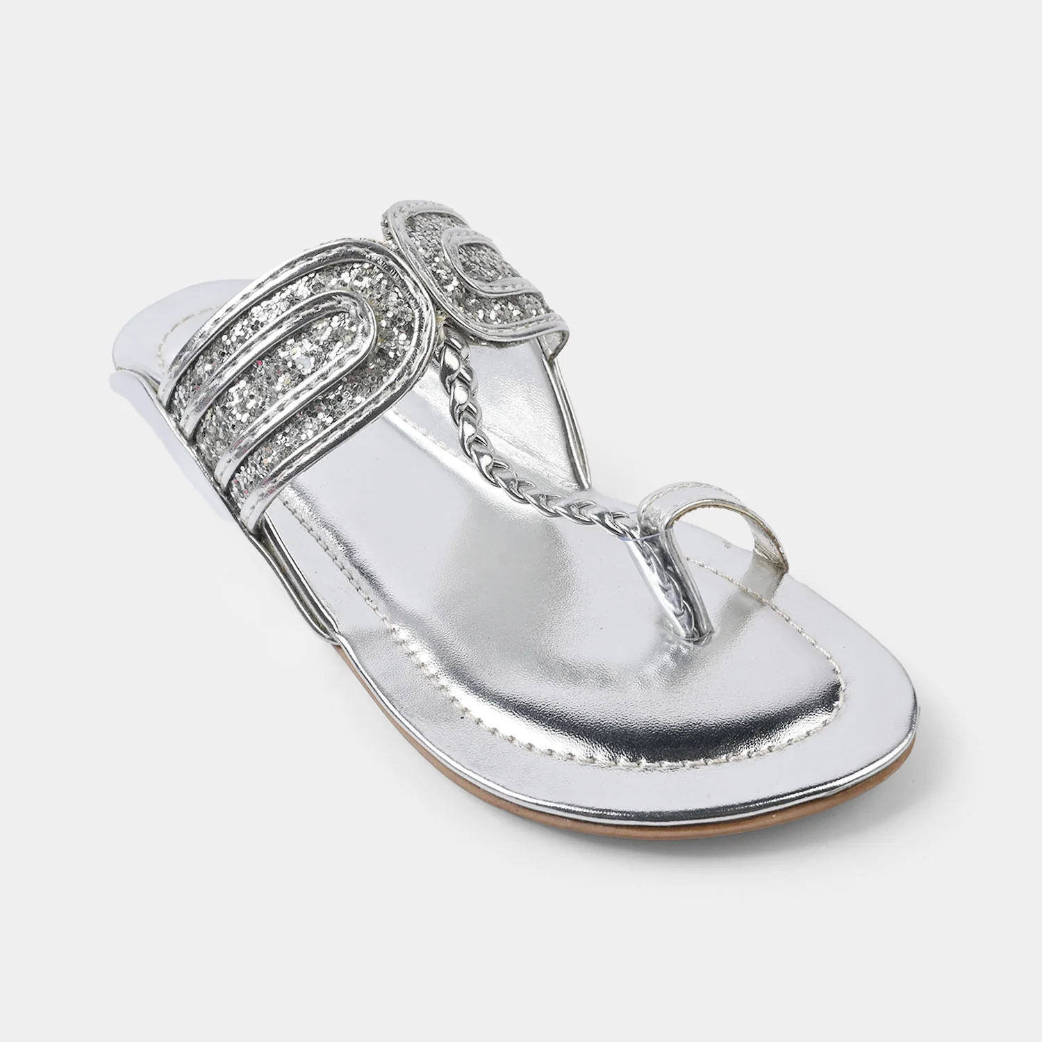Girls Kolhapuri AS-007-SILVER