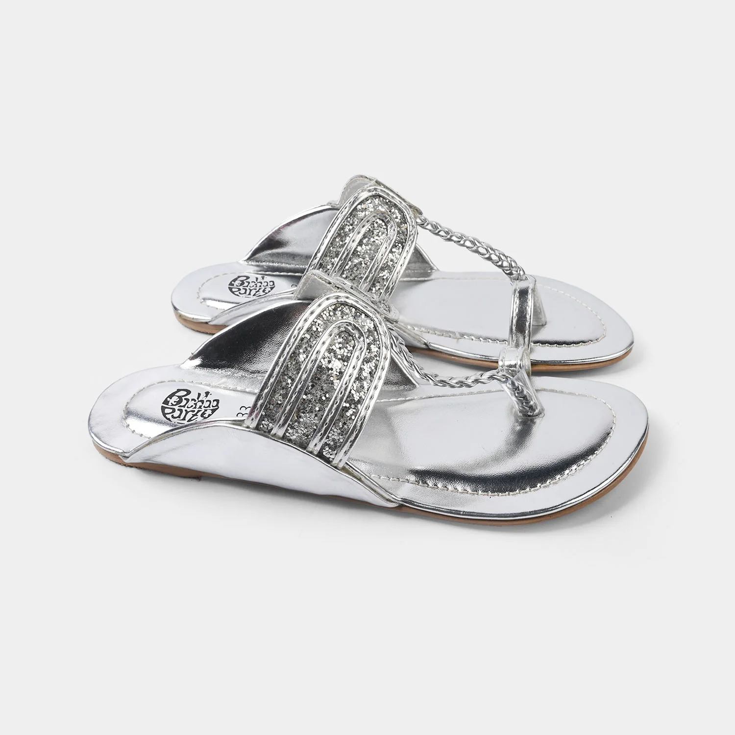 Girls Kolhapuri AS-007-SILVER - Image 4
