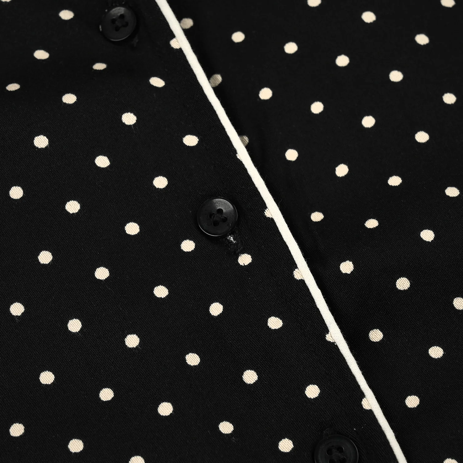 Girls Linen Viscose Nightwear-Polka Dot-BLACK - Image 4
