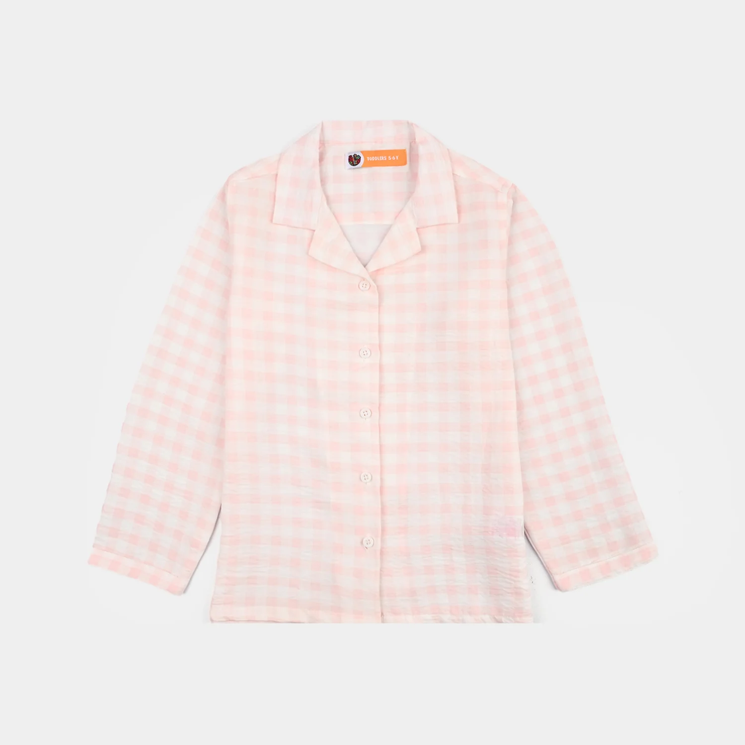 Girls Linen Viscose Nightwear Checkered - Light Pink - Image 2