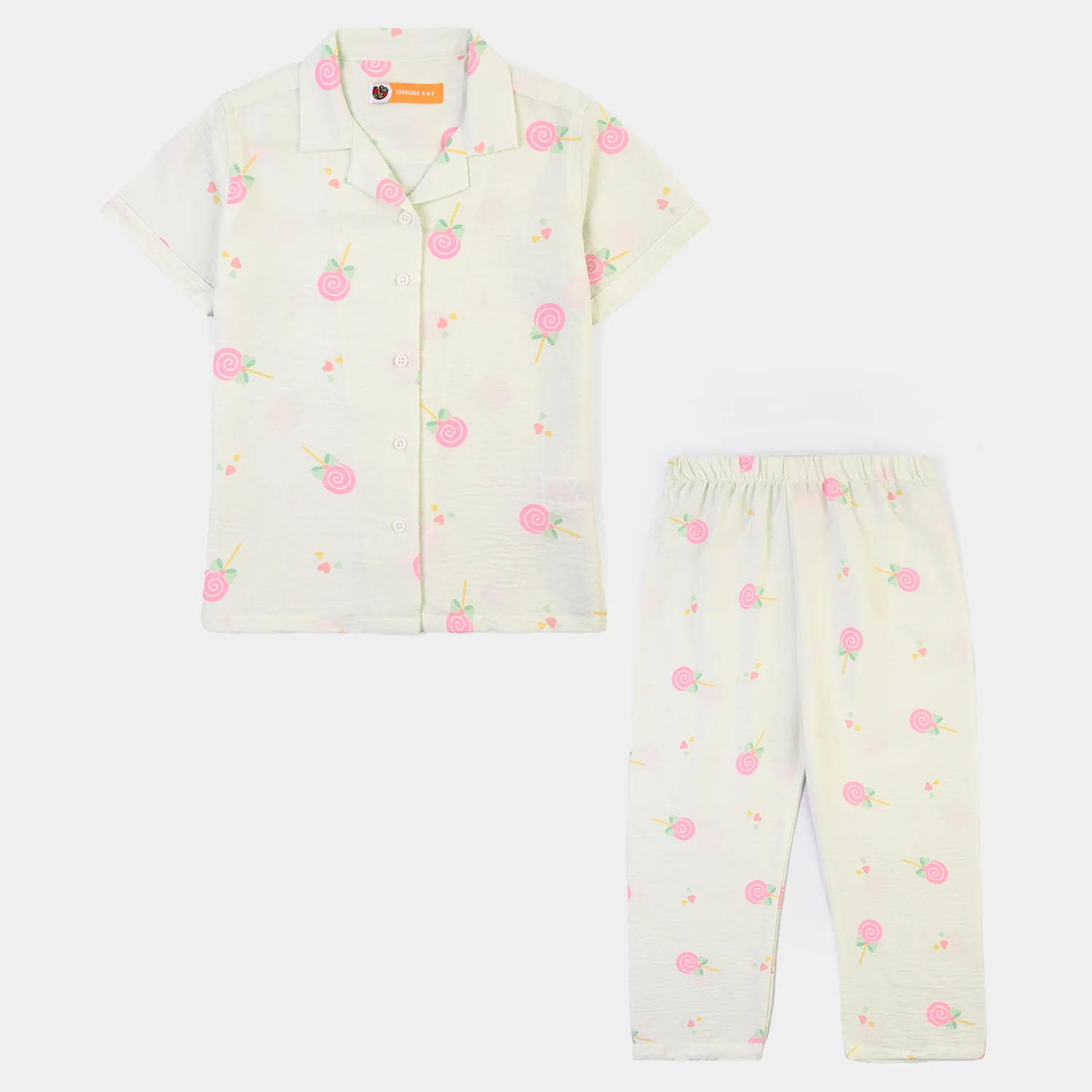 Girls Linen Viscose Nightwear-Heart & Bow