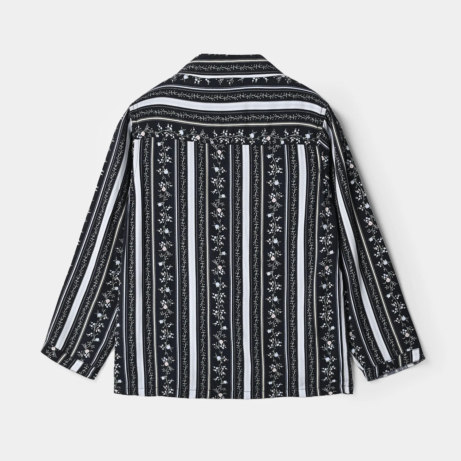 Girls Linen Viscose Nightwear-Stripe Floral-NAVY - Image 3
