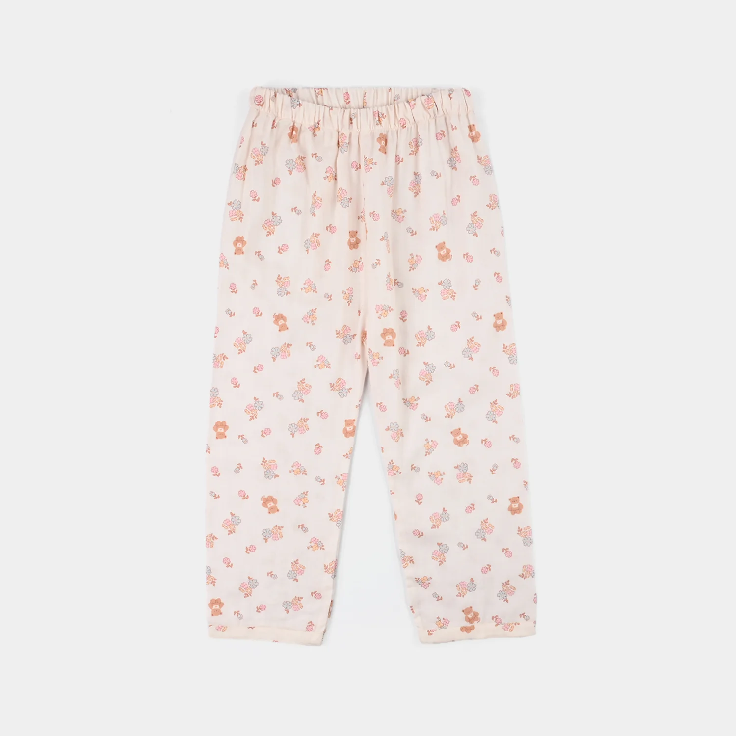 Girls Linen Viscose Nightwear-Teddy Flora-Cream - Image 11