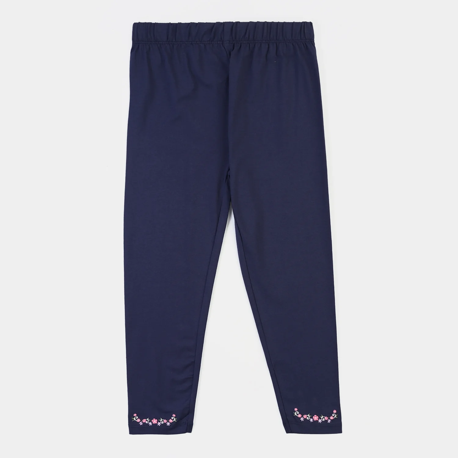 Girls Lycra Jersey EMB Tights FLOWER-NAVY