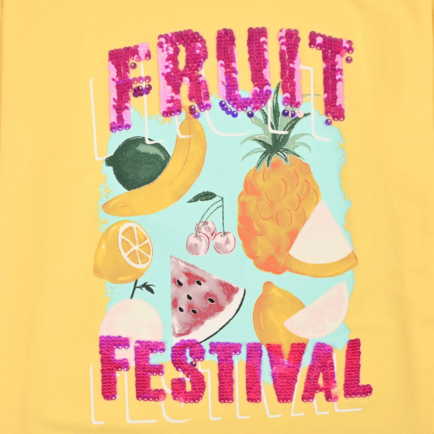 Girls Lycra Jersey T-Shirt Fruit-Yellow - Image 3