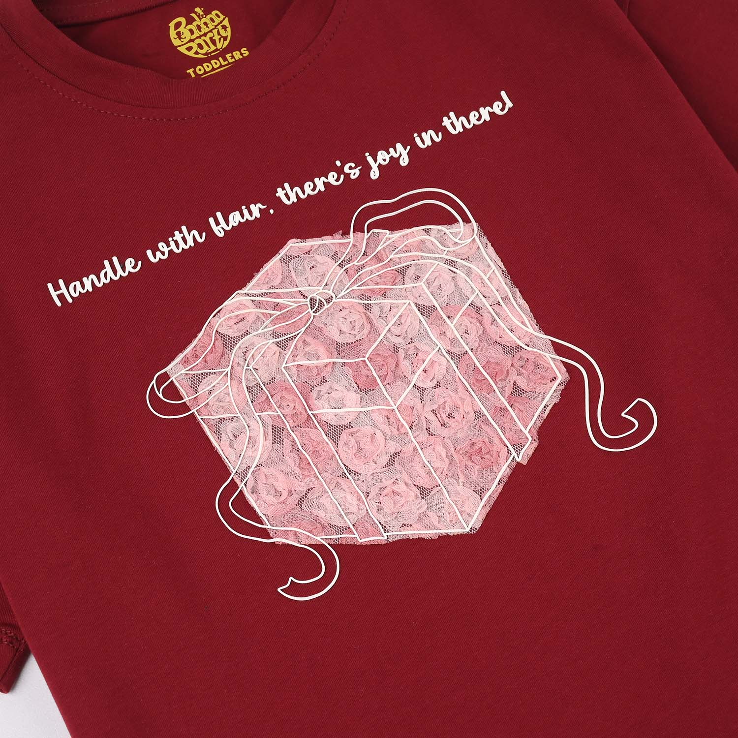 Girls Lycra Jersey T-Shirt (Gift Box) - Maroon - Image 3