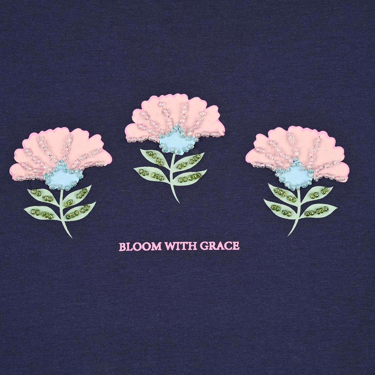 Girls Lycra Jersey T-Shirt H/S BLOOM WITH GRACE-Blue - Image 2