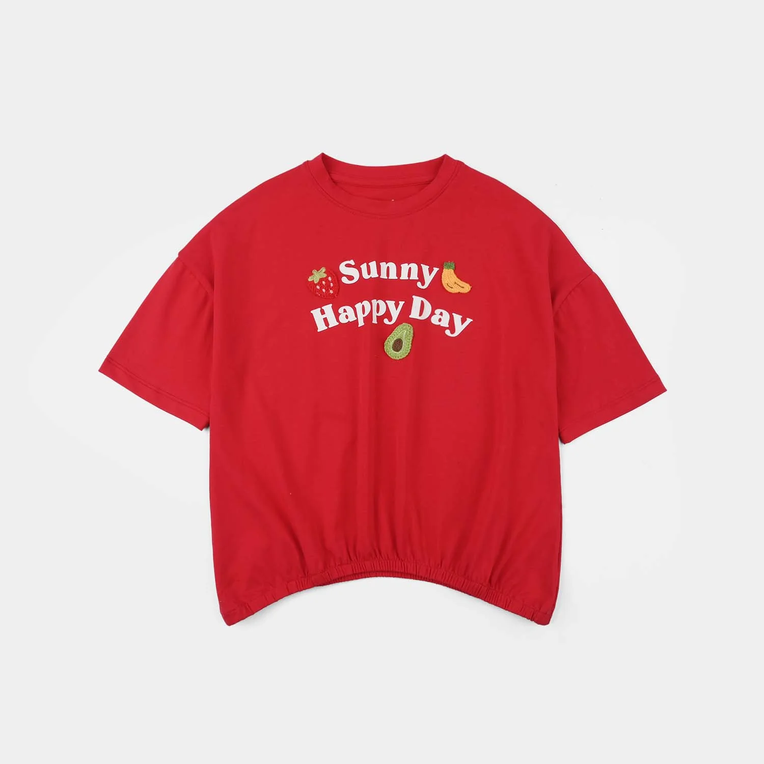 Girls Lycra Jersey T-Shirt (Sunny Happy Day) - Red